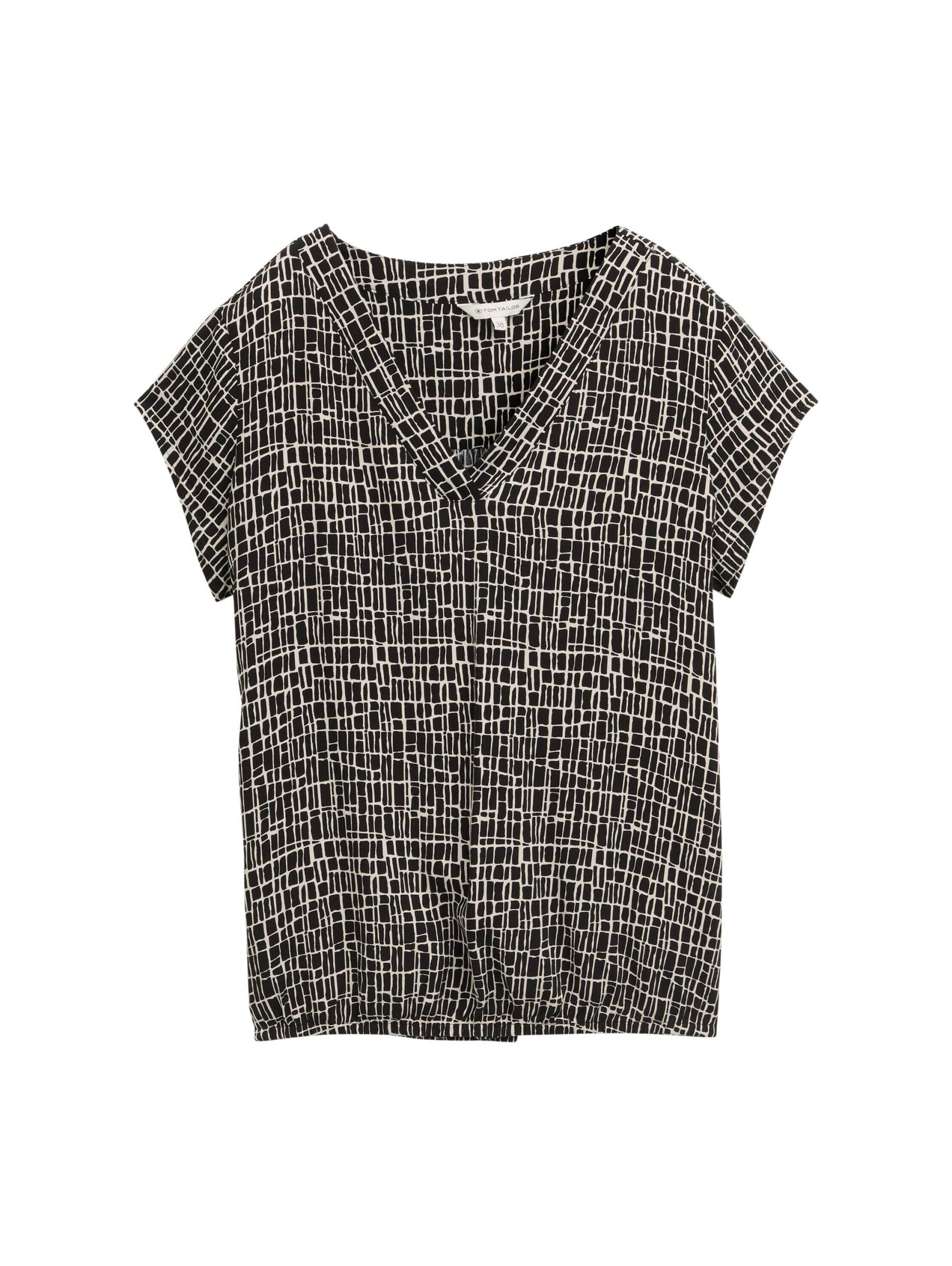 Tom Tailor - Bluse mit Muster abstract black grid design - Gr. - 38 von Tom Tailor