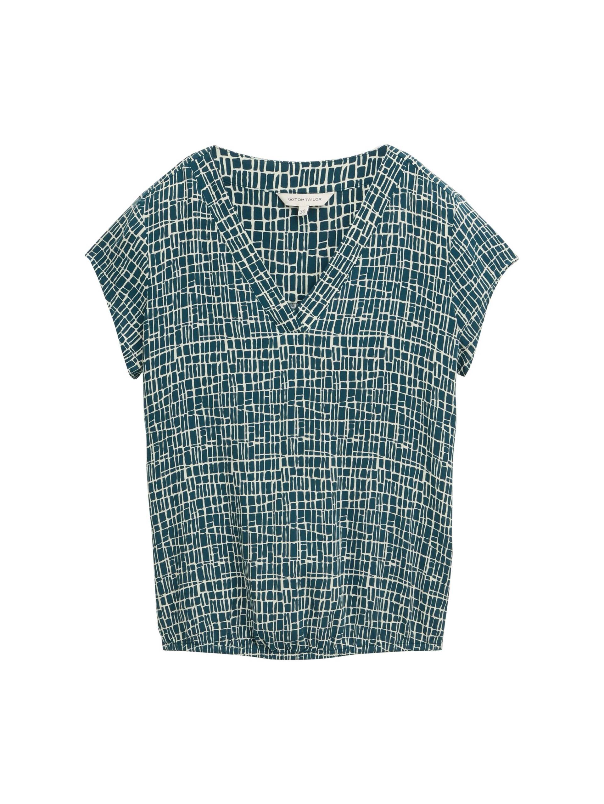 Tom Tailor - Bluse mit Muster abstract tel green grid design - Gr. - 34 von Tom Tailor