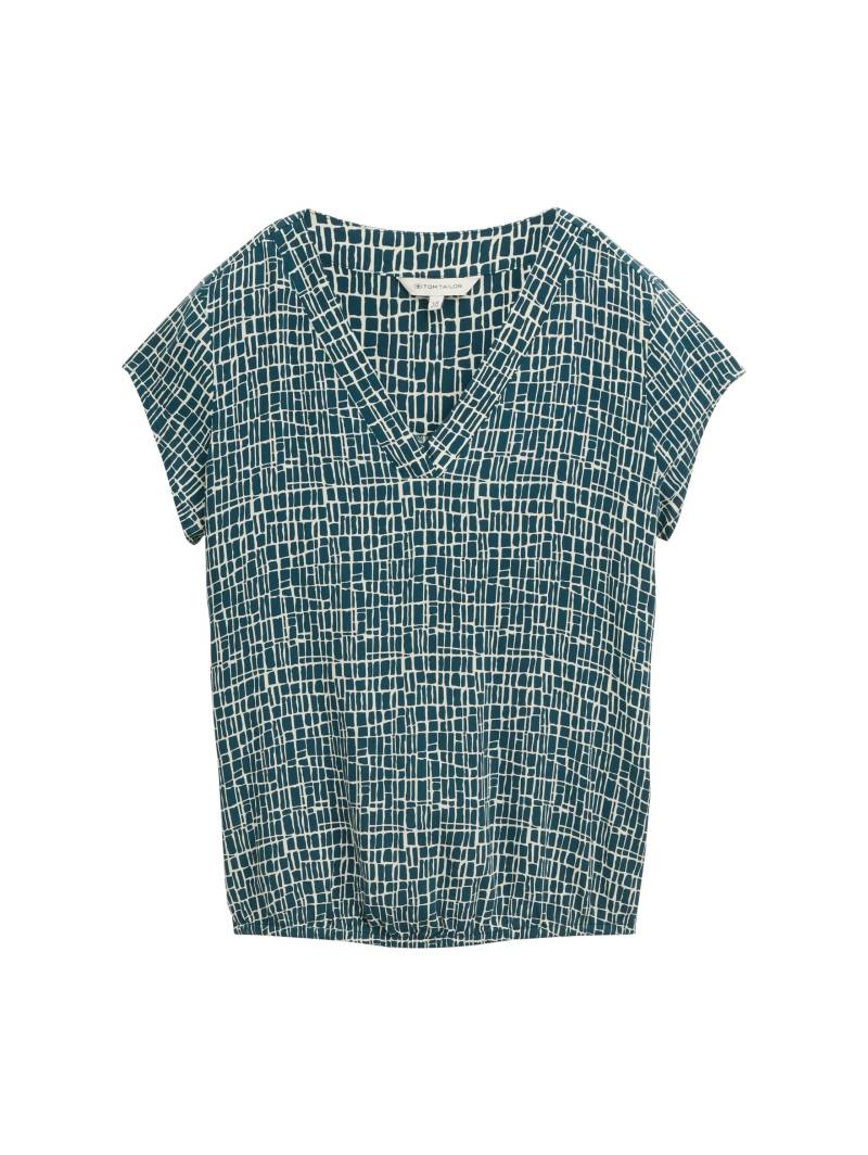 Tom Tailor - Bluse mit Muster abstract tel green grid design - Gr. - 38 von Tom Tailor