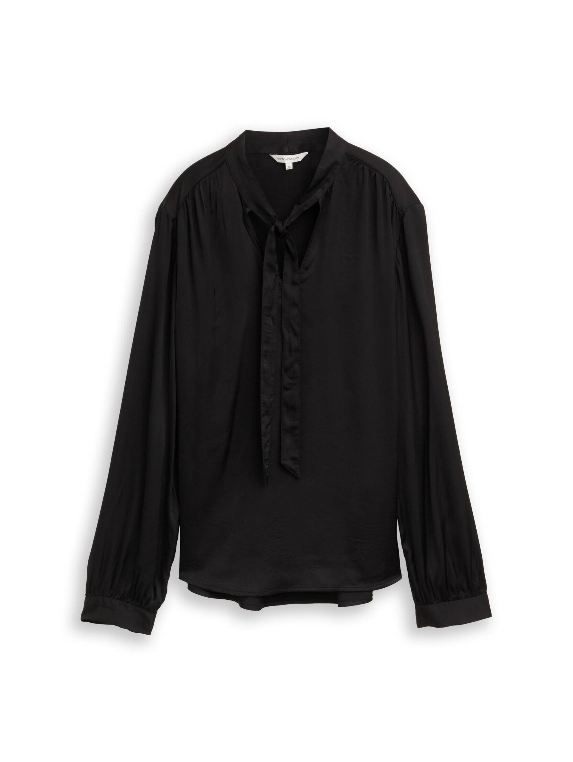 Tom Tailor - Bluse mit Schleifen-Kragen deep black - Gr. - 38 von Tom Tailor