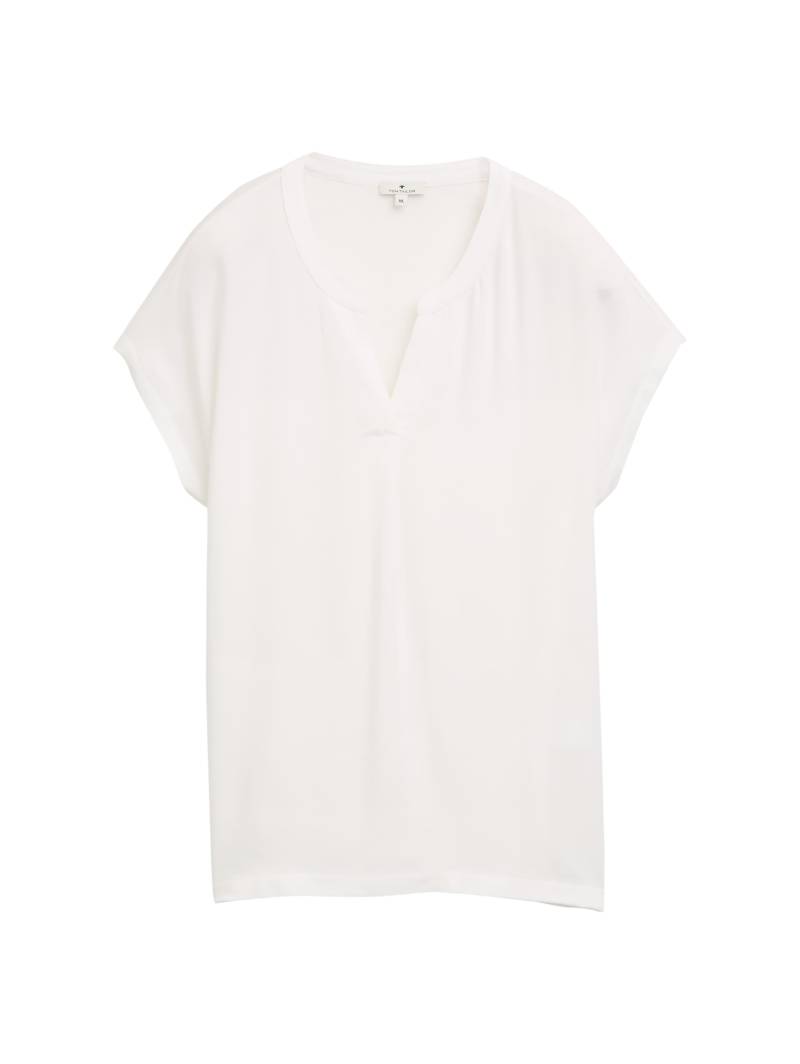 Tom Tailor - Blusenshirt im Material-Mix whisper white - Gr. - M von Tom Tailor