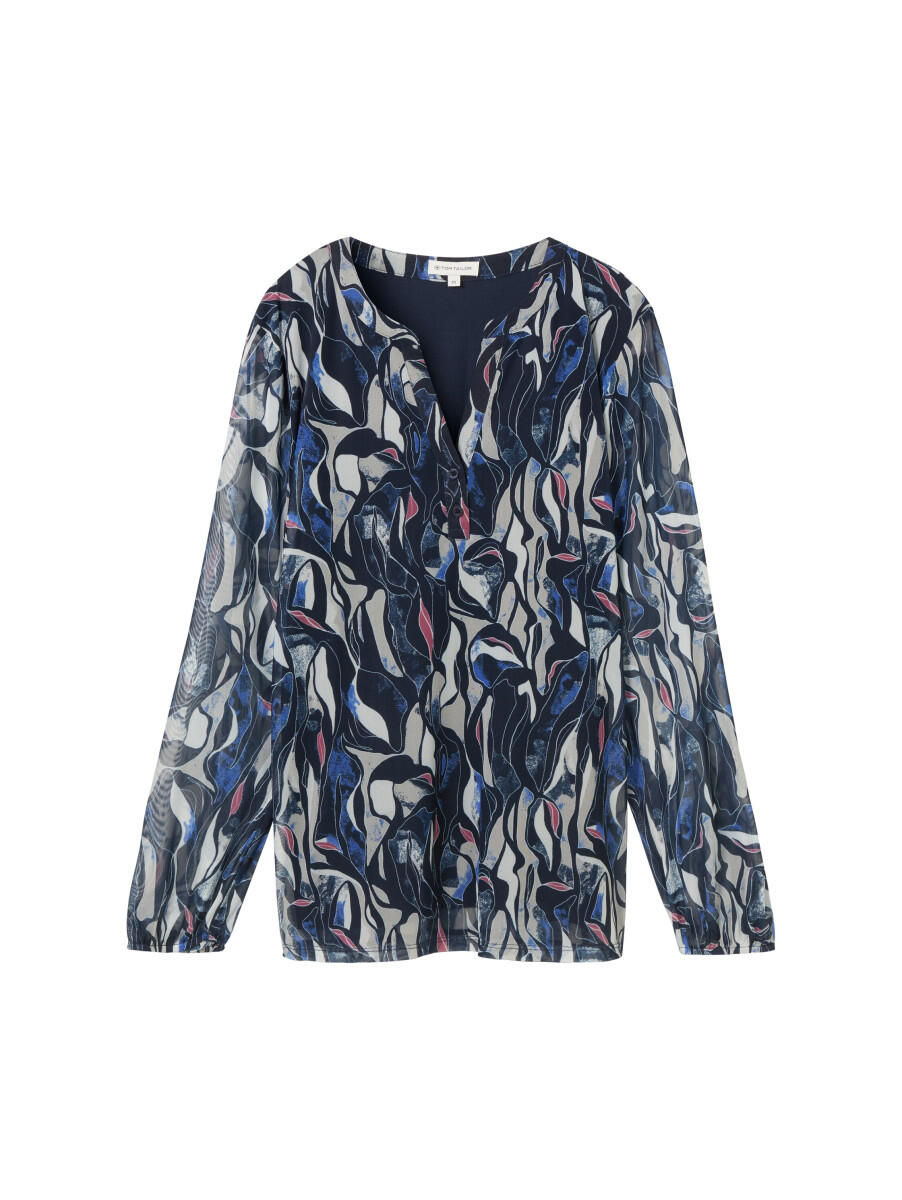 Tom Tailor - Blusenshirt mit Mesh blau - Gr. - S von Tom Tailor