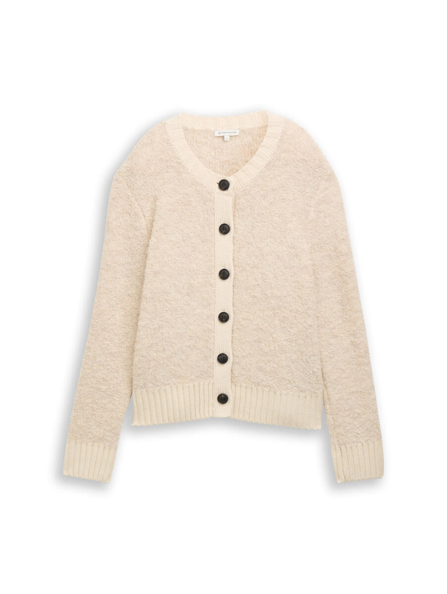 Tom Tailor - Bouclé Cardigan mit Wollanteil beige - Gr. - XS von Tom Tailor