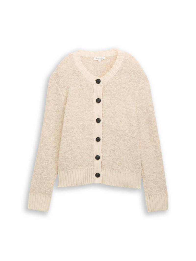 Tom Tailor - Bouclé Cardigan mit Wollanteil beige - Gr. - XS von Tom Tailor