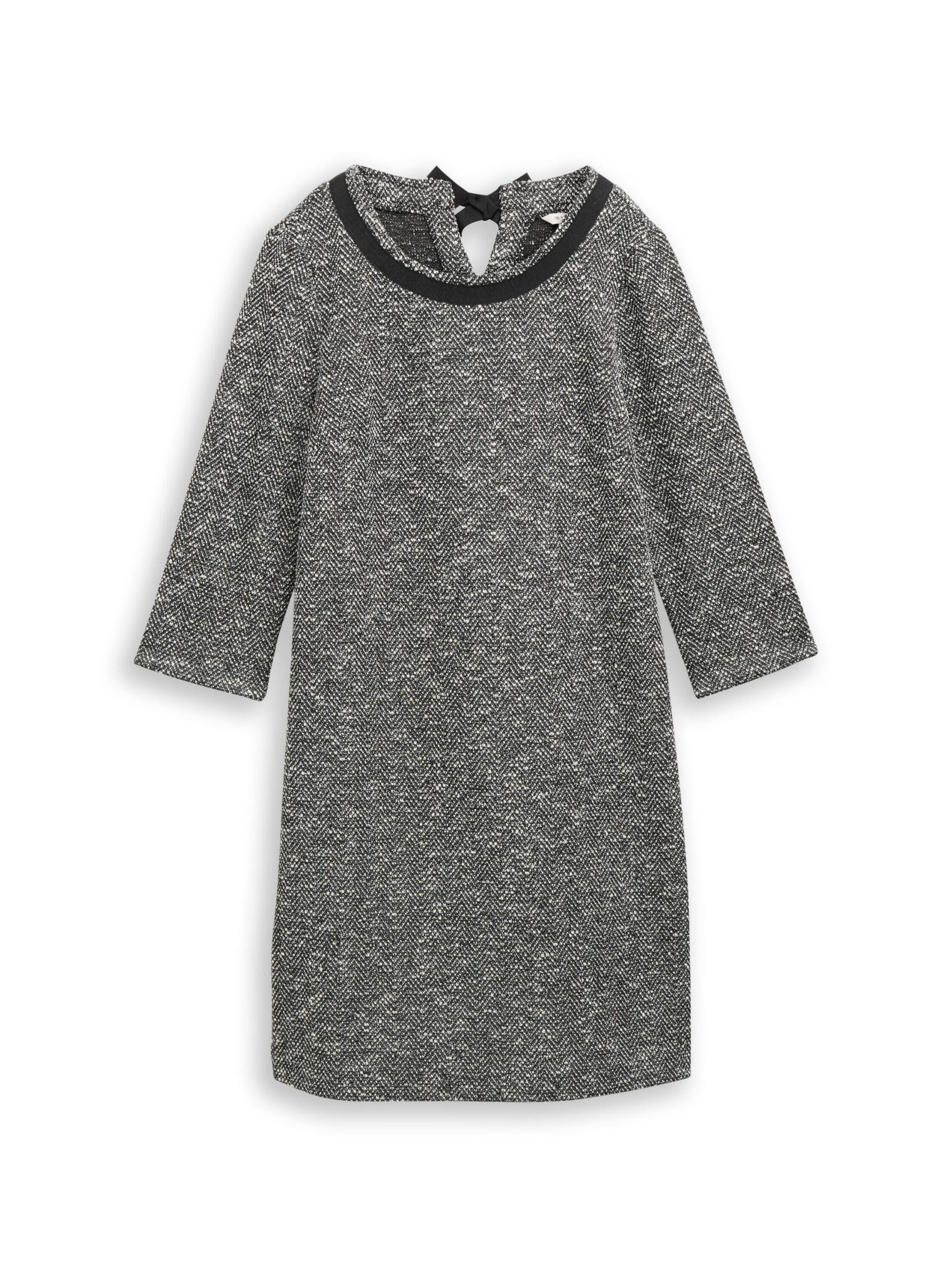 Tom Tailor - Bouclé Kleid mit Schleifen-Detail salt pepper boucle structure - Gr. - 36 von Tom Tailor