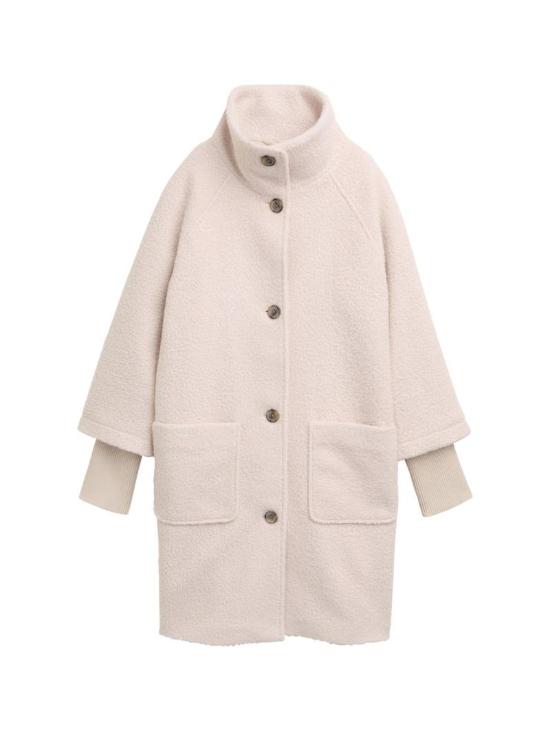 Tom Tailor - Bouclé Mantel mit Stehkragen cold beige - Gr. - M von Tom Tailor