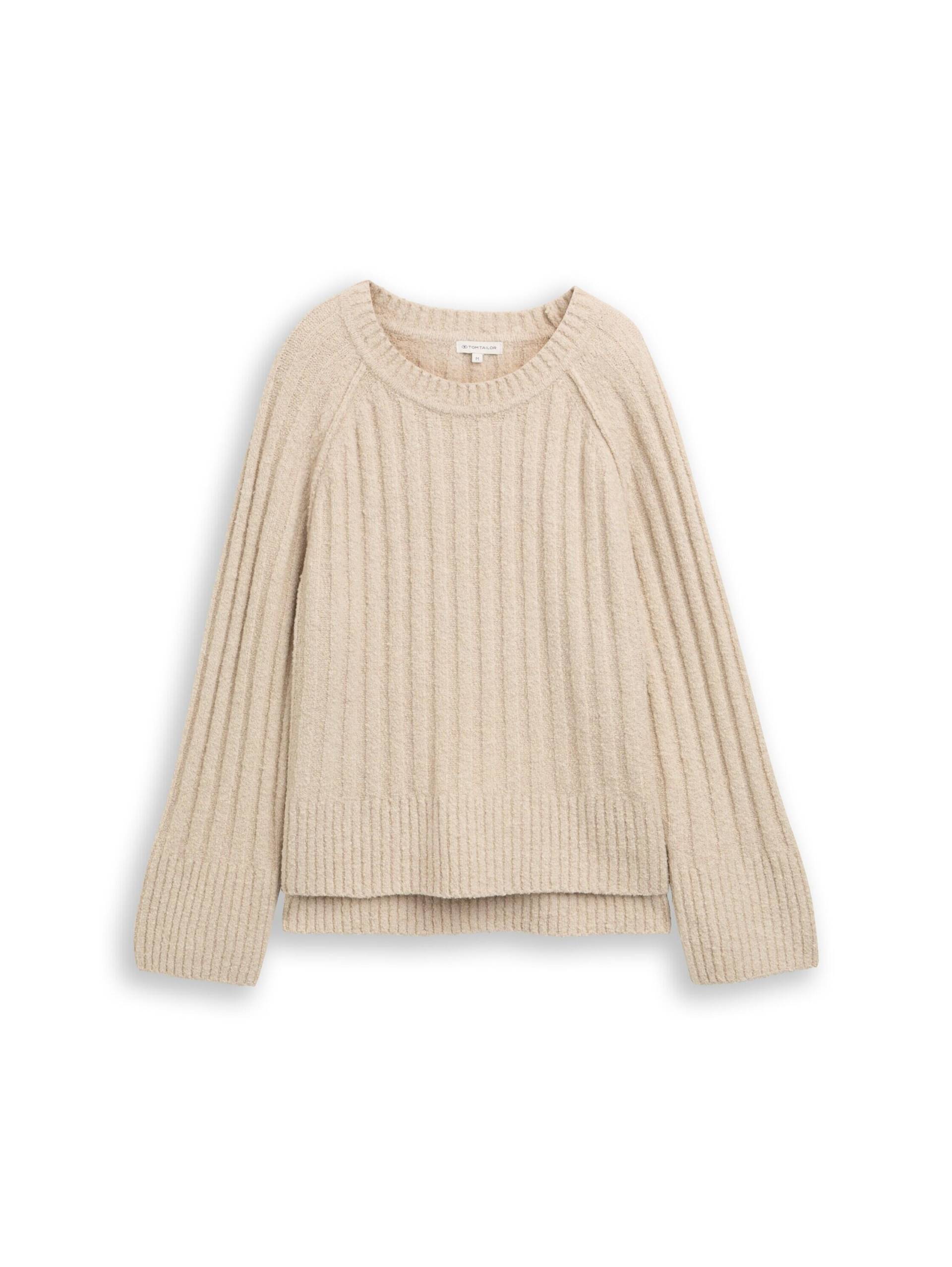 Tom Tailor - Bouclé Strickpullover mit Wollanteil sand stone beige melange - Gr. - XXL von Tom Tailor