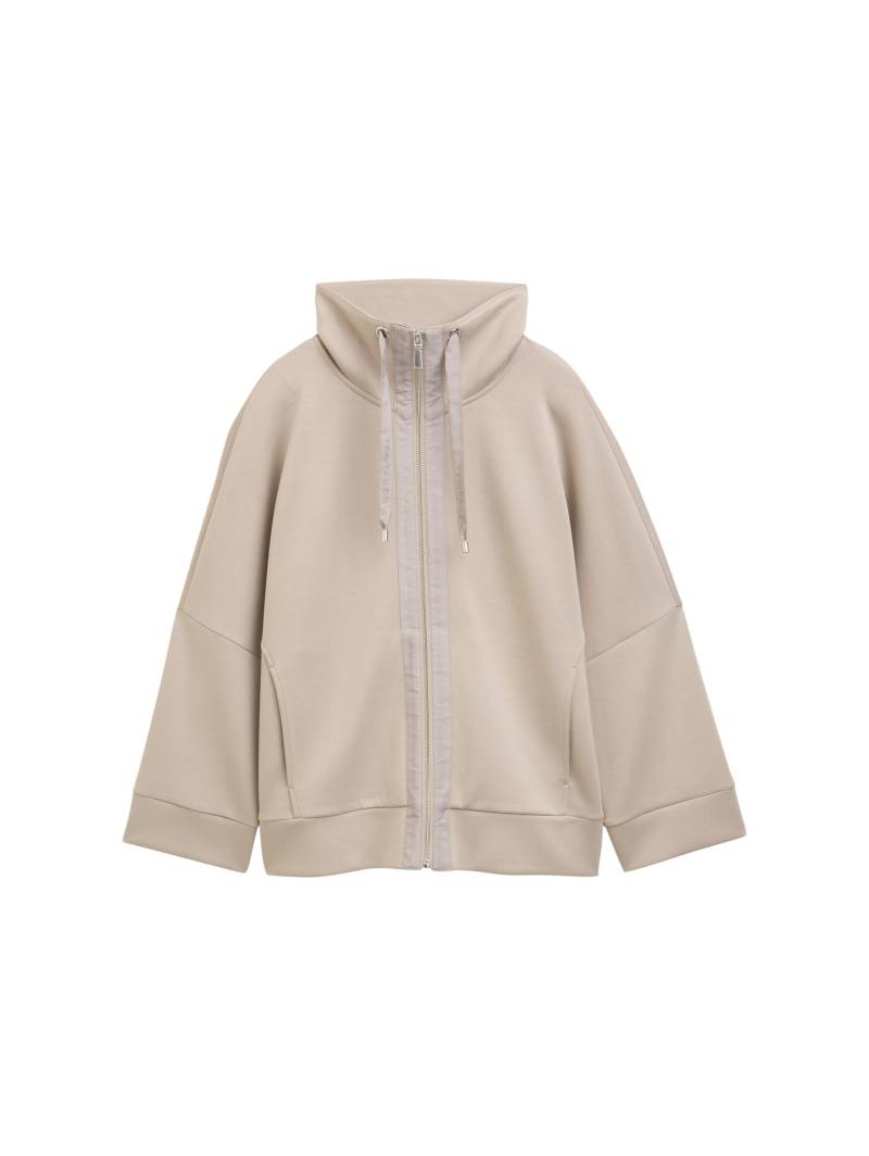 Tom Tailor - Boxy Fit Scuba Sweatjacke soft taupe grey - Gr. - S von Tom Tailor