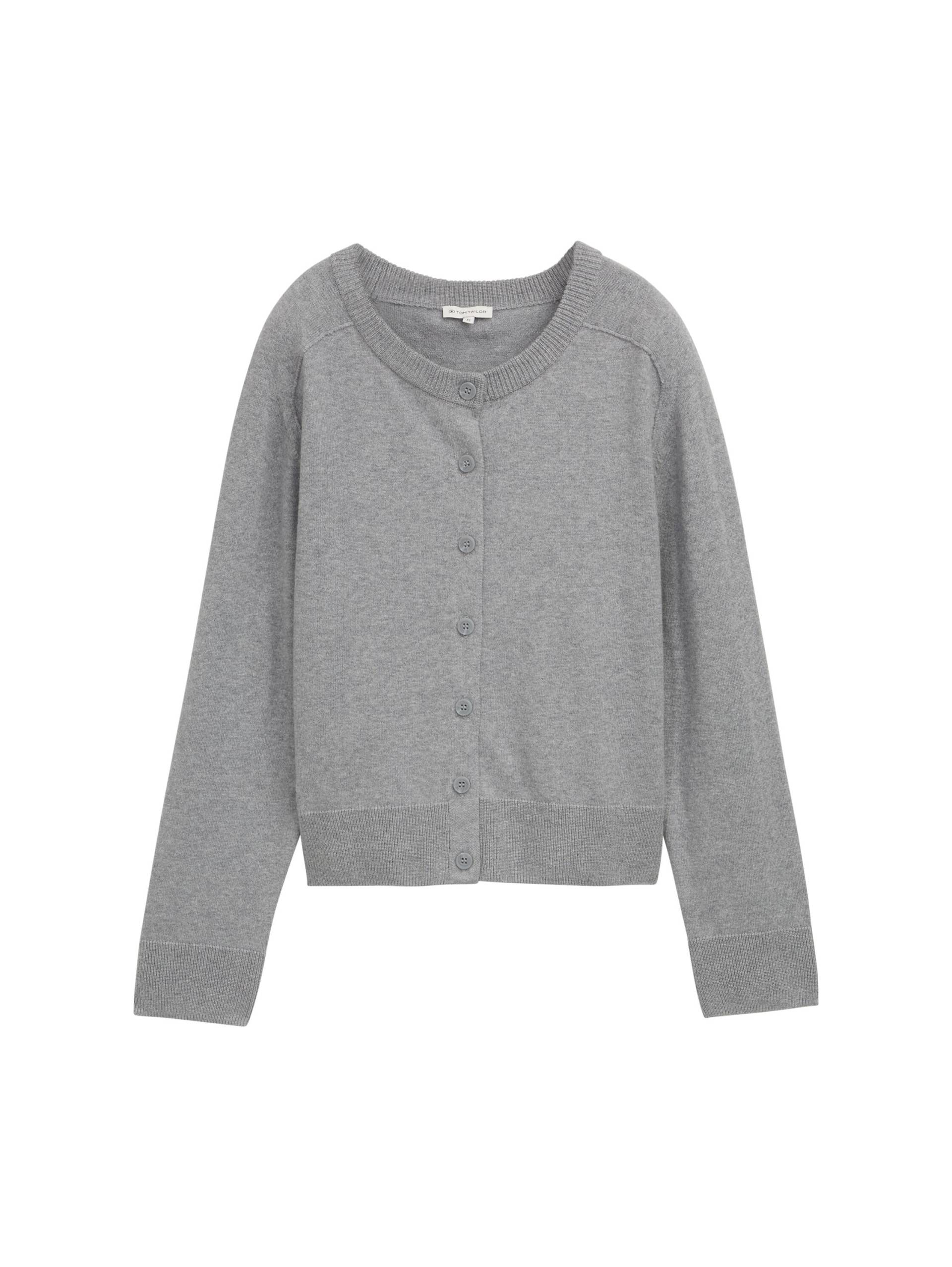 Tom Tailor - Cardigan mit Kaschmir-Anteil medium silver grey melange - Gr. - L von Tom Tailor