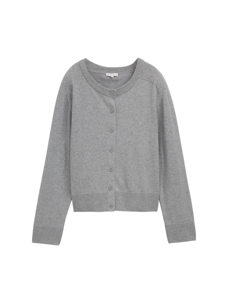 Tom Tailor - Cardigan mit Kaschmir-Anteil medium silver grey melange - Gr. - L von Tom Tailor