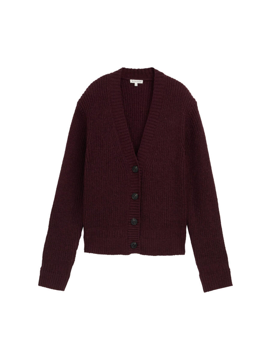 Tom Tailor - Cardigan mit Rippstruktur rot - Gr. - L von Tom Tailor