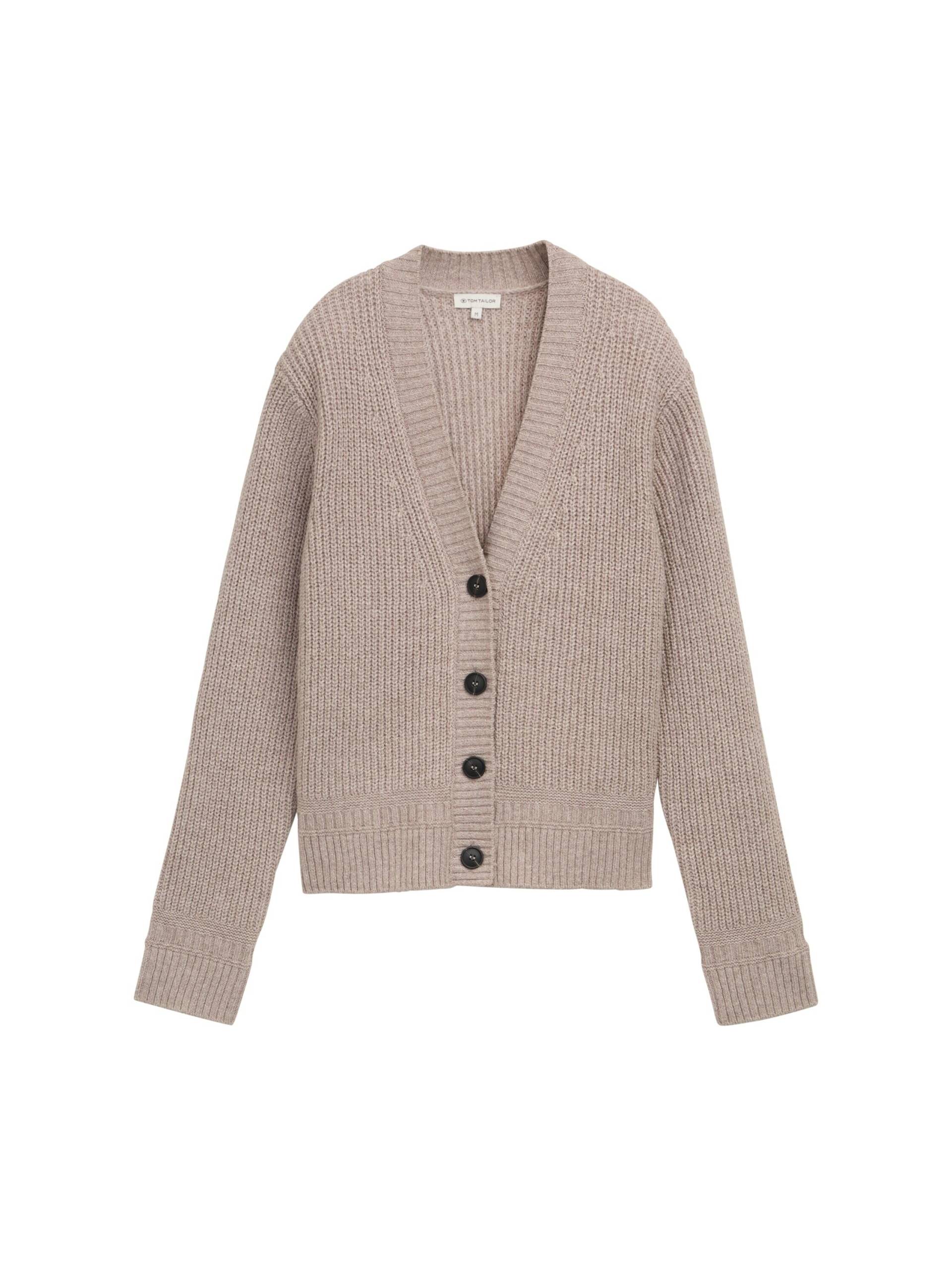 Tom Tailor - Cardigan mit Rippstruktur soft taupe melange - Gr. - XXXL von Tom Tailor