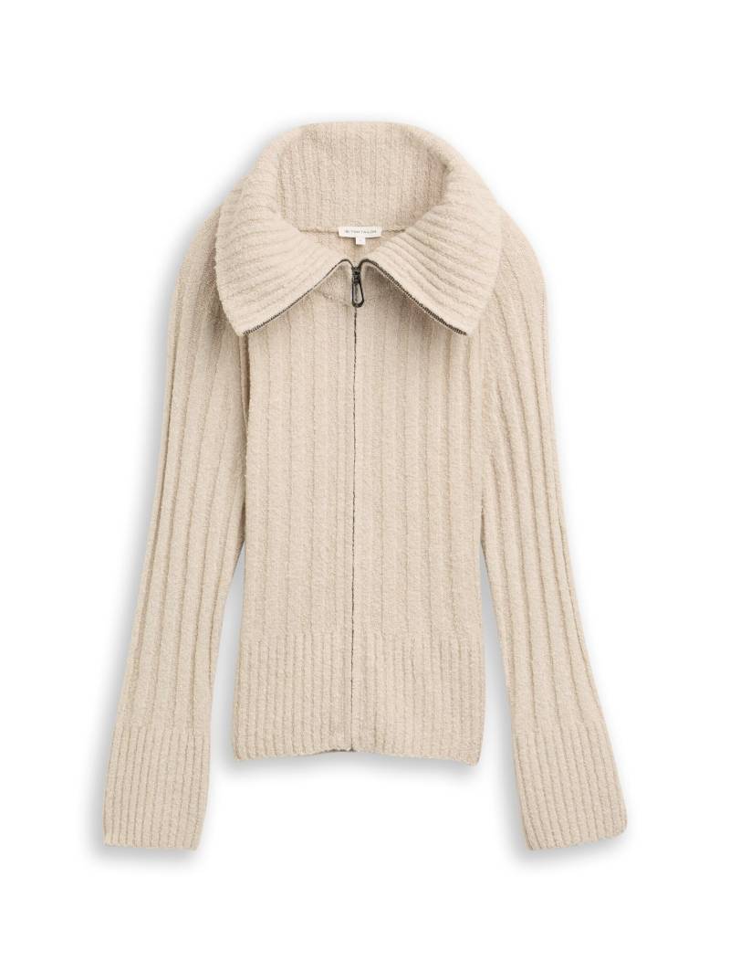 Tom Tailor - Cardigan mit Troyer-Kragen sand stone beige melange - Gr. - XXL von Tom Tailor