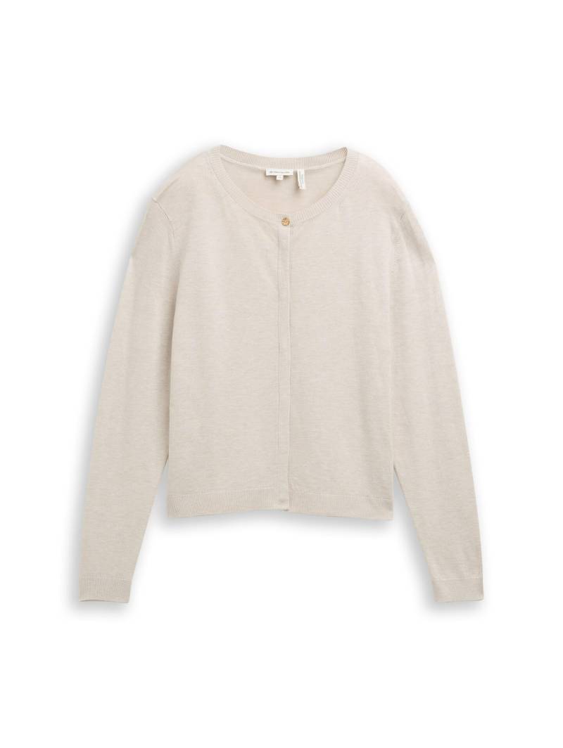 Tom Tailor - Cardigan mit verdeckter Knopfleiste sand stone beige melange - Gr. - M von Tom Tailor