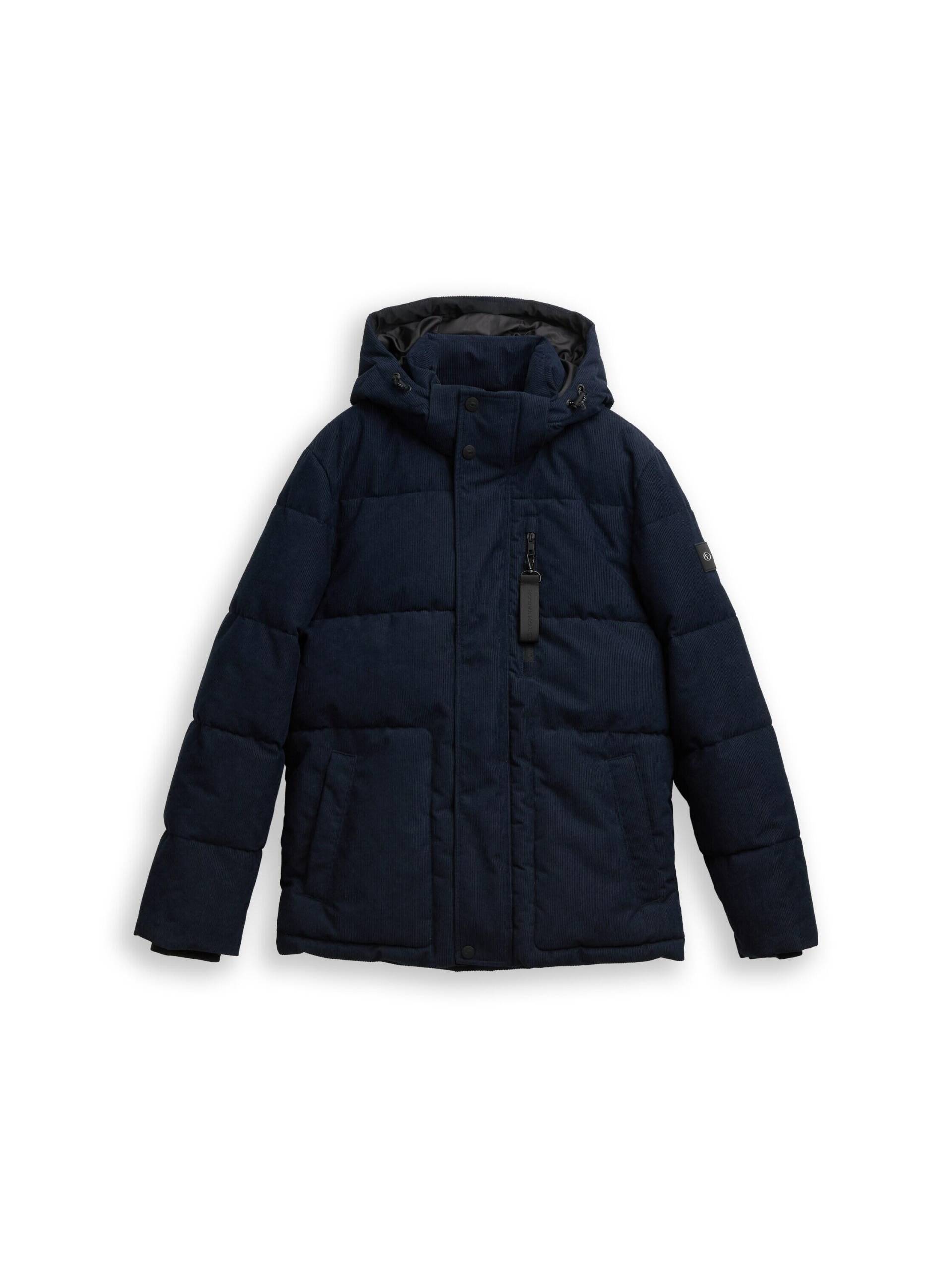 Tom Tailor - Cord Puffer-Jacke mit abnehmbarer Kapuze sky captain blue - Gr. - M von Tom Tailor