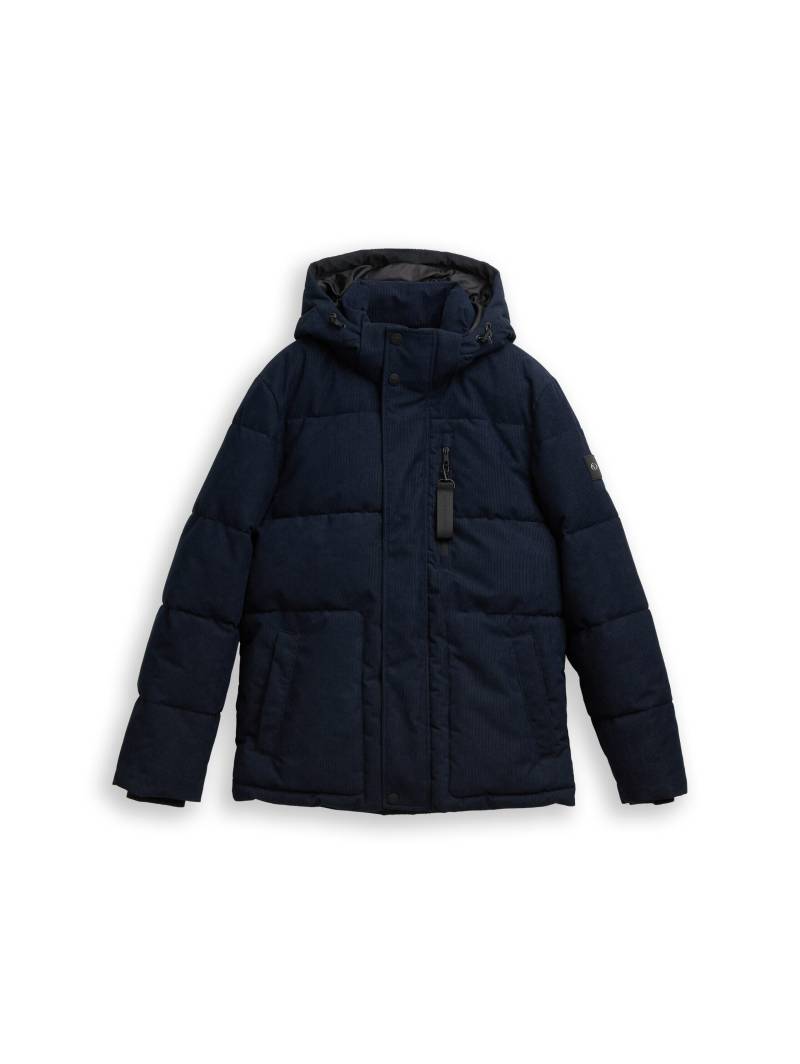 Tom Tailor - Cord Puffer-Jacke mit abnehmbarer Kapuze sky captain blue - Gr. - M von Tom Tailor