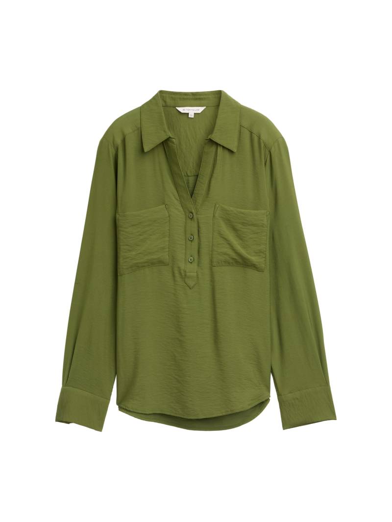 Tom Tailor - Crinkle Bluse mit Brusttaschen deep ivy green - Gr. - 42 von Tom Tailor