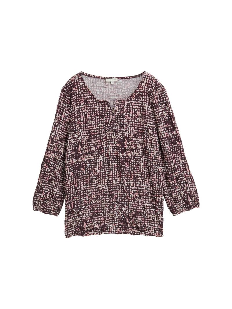 Tom Tailor - Crinkle Blusenshirt mit Muster dark red abstract dot design - Gr. - M von Tom Tailor