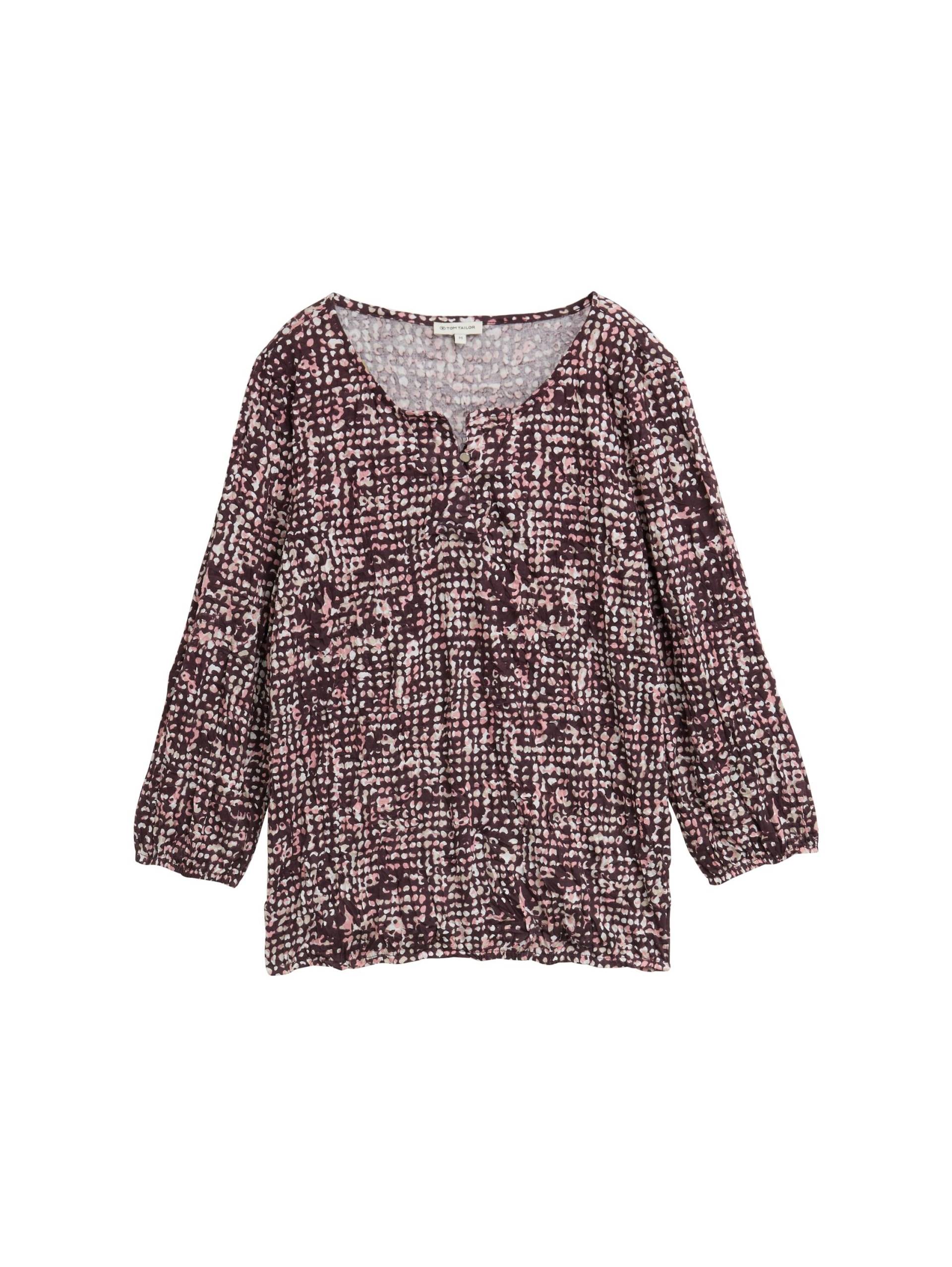 Tom Tailor - Crinkle Blusenshirt mit Muster dark red abstract dot design - Gr. - S von Tom Tailor