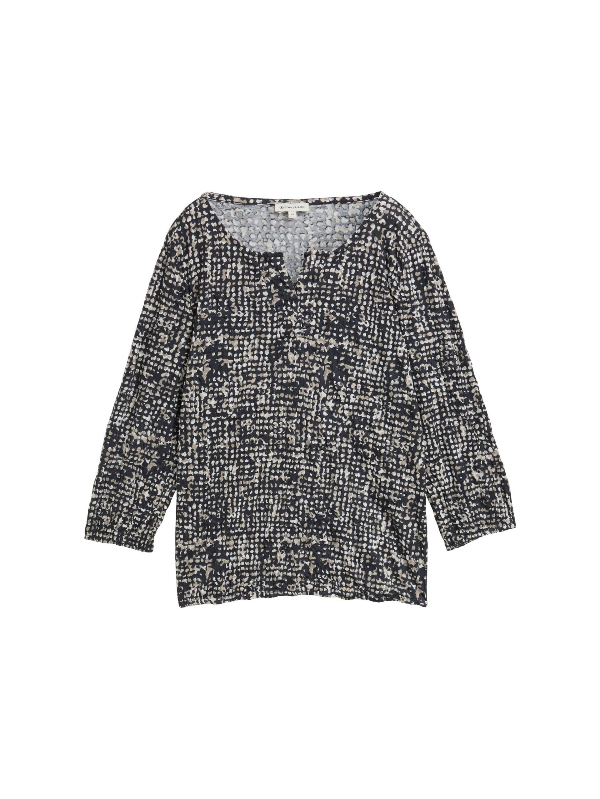 Tom Tailor - Crinkle Blusenshirt mit Muster navy abstract dot design - Gr. - S von Tom Tailor