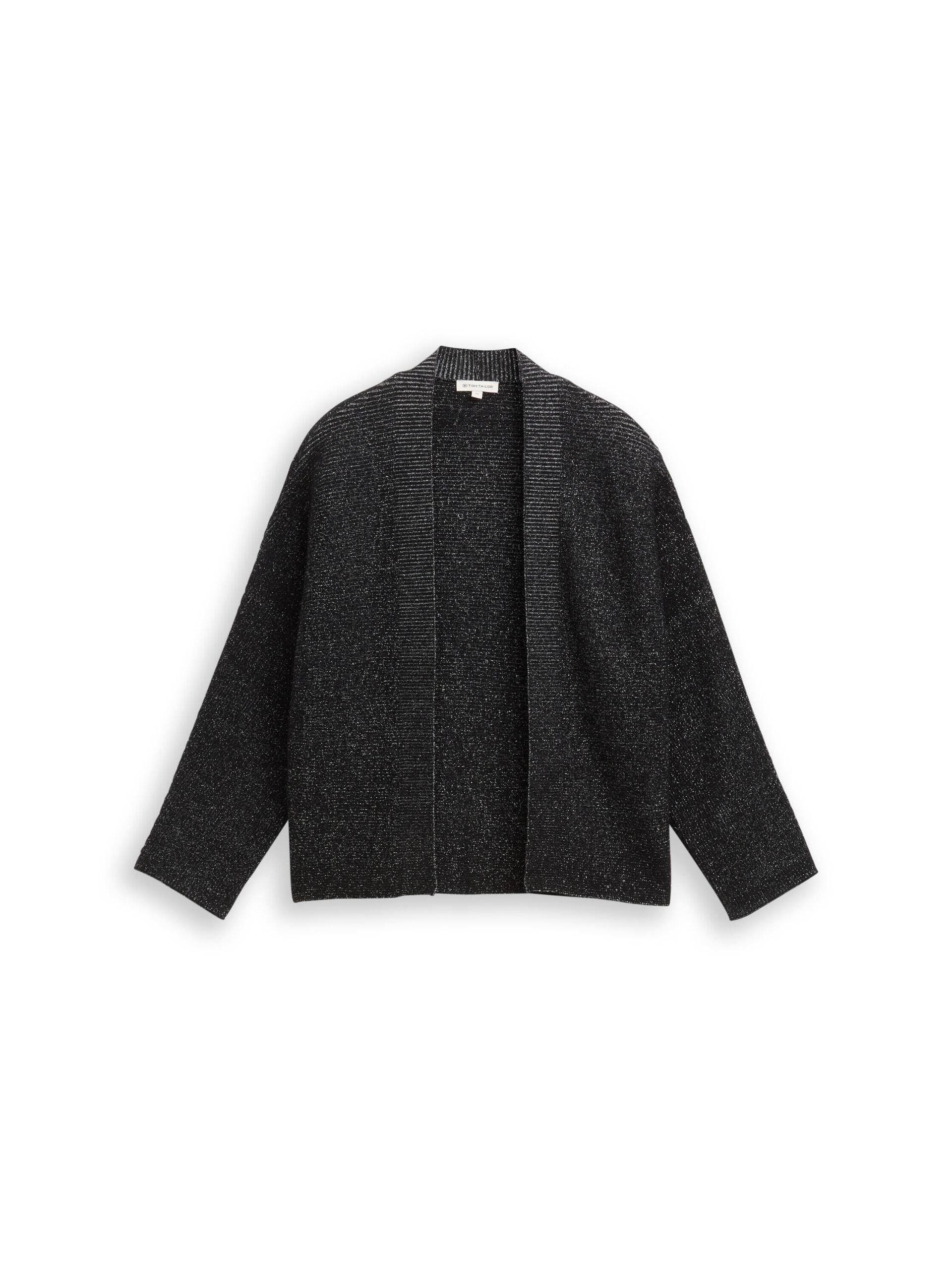 Tom Tailor - Cropped Cardigan mit Glitzer-Effekt deep black - Gr. - L von Tom Tailor