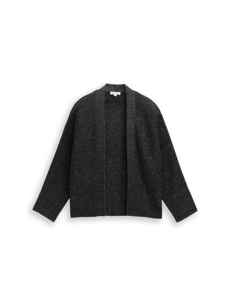Tom Tailor - Cropped Cardigan mit Glitzer-Effekt deep black - Gr. - S von Tom Tailor