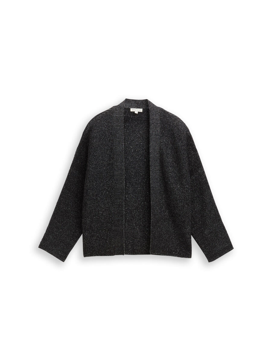 Tom Tailor - Cropped Cardigan mit Glitzer-Effekt schwarz - Gr. - L von Tom Tailor