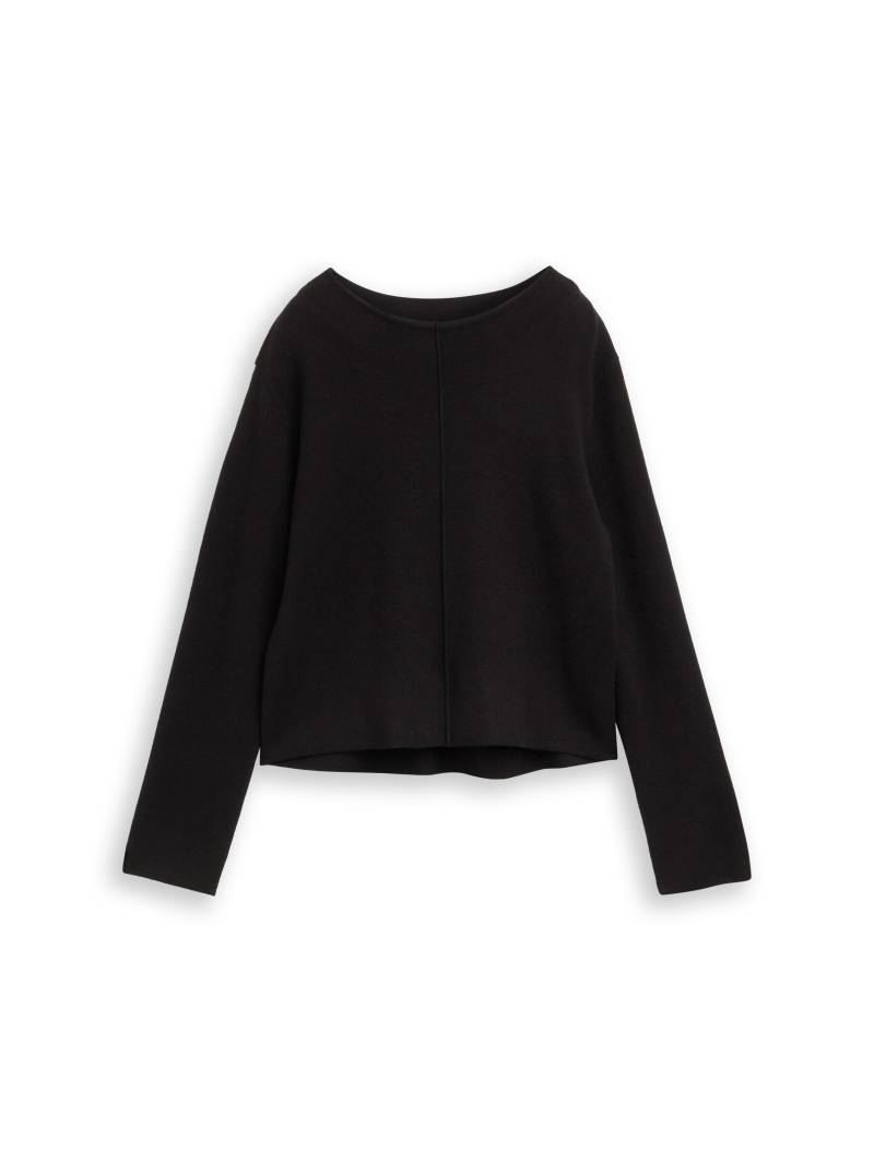Tom Tailor - Cropped Strickpullover mit Stehkragen deep black - Gr. - M von Tom Tailor