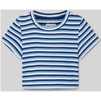 Tom Tailor Cropped T-Shirt in Ripp-Optik in Marine, Größe 140 von Tom Tailor