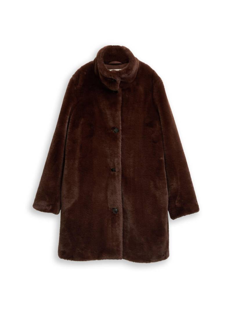 Tom Tailor - Fake Fellmantel mit Stehkragen braun - Gr. - M von Tom Tailor