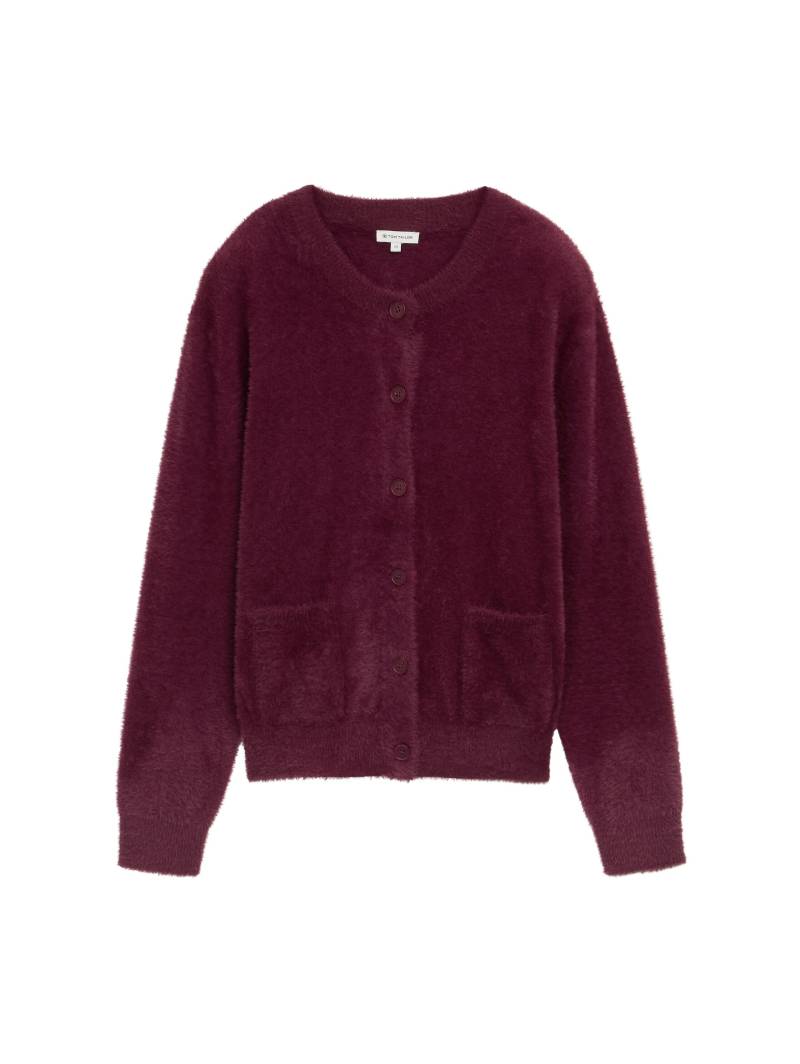 Tom Tailor - Federgarn-Cardigan mit Knopfleiste bordeaux red - Gr. - M von Tom Tailor