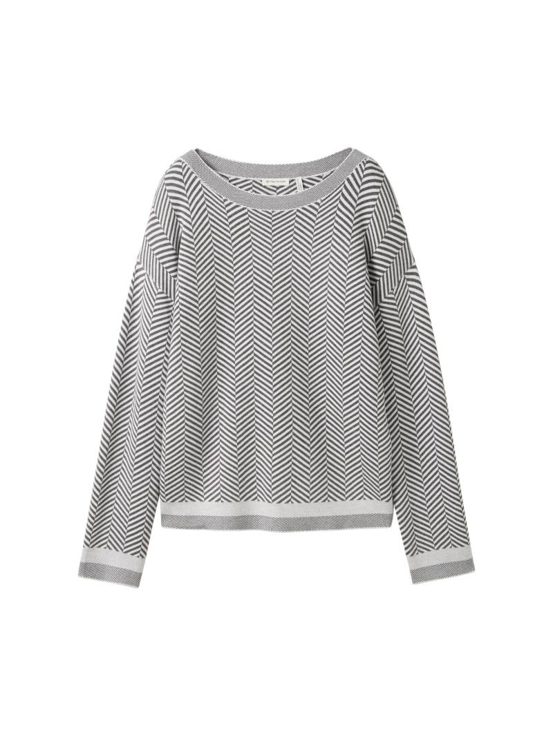 Tom Tailor - Fischgrät Pullover mit LENZING™ ECOVERO™ anthrazit knit heringbone - Gr. - XXXL von Tom Tailor