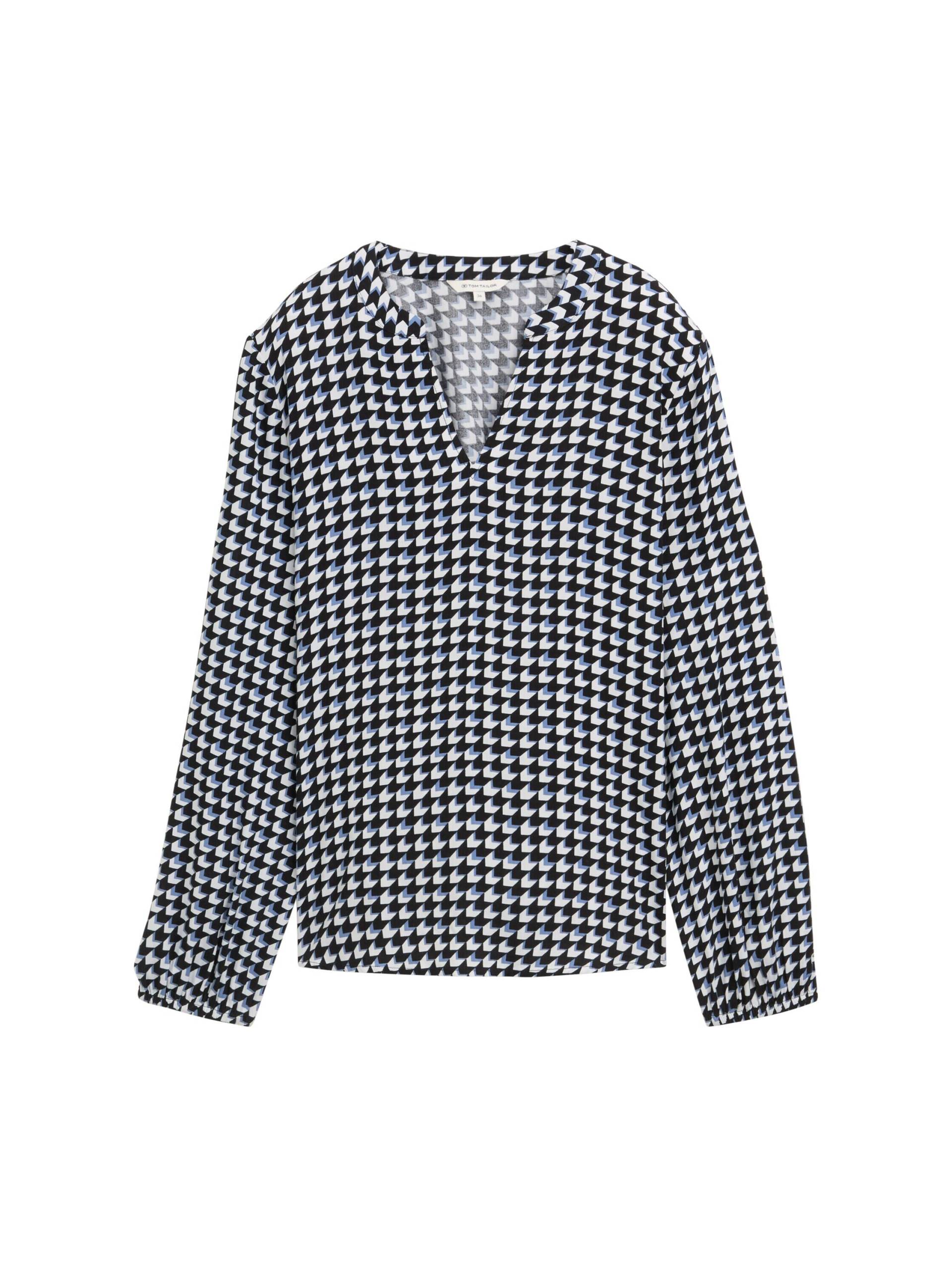 Tom Tailor - Gemustere Bluse black geometric minimal - Gr. - 38 von Tom Tailor