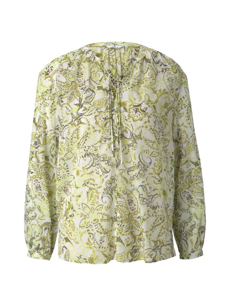 Tom Tailor - Gemusterte Bluse mit Bindedetail green paisley design - Gr. - 38 von Tom Tailor
