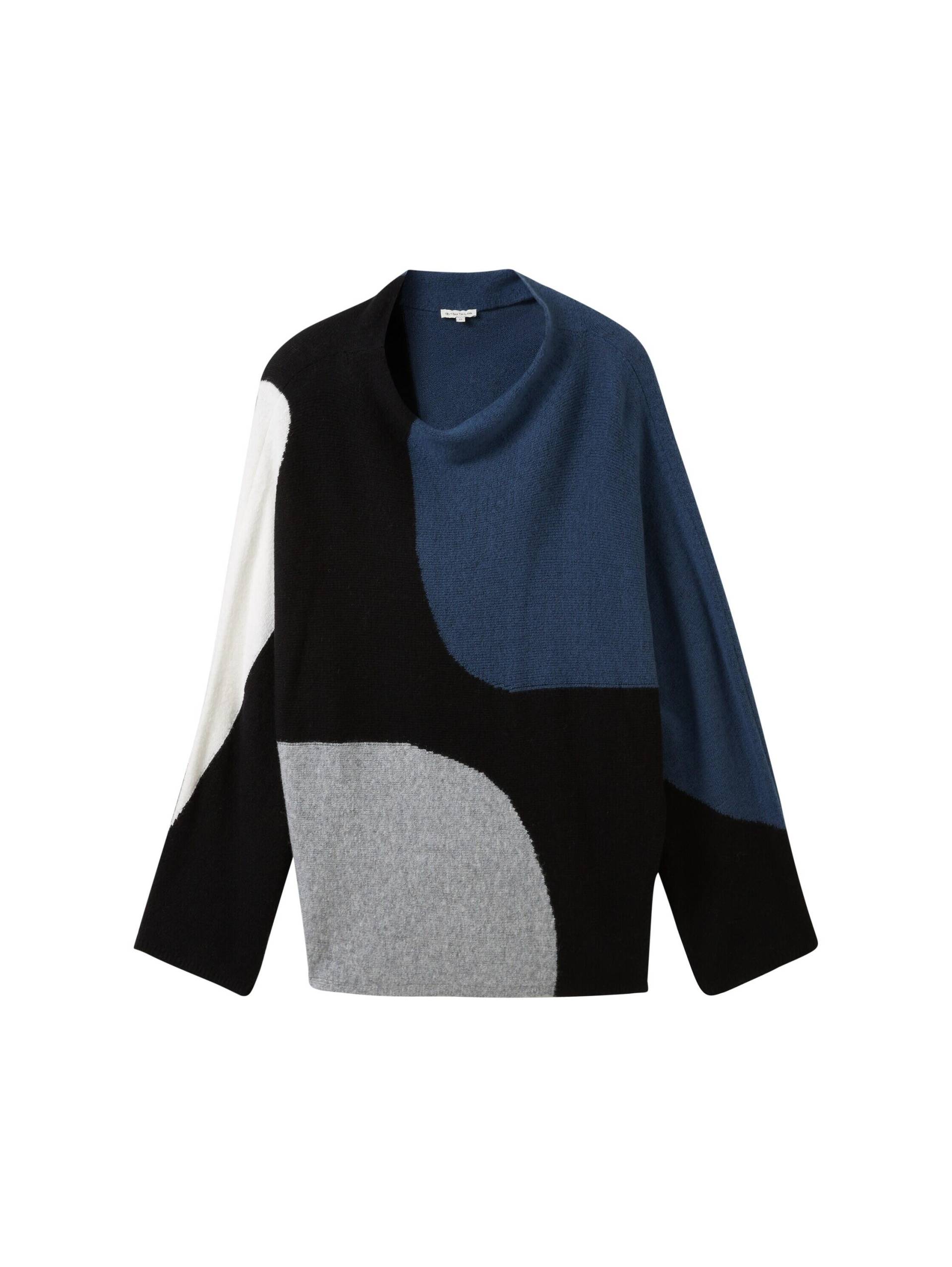 Tom Tailor - Gemusterter Strickpullover black shapes design - Gr. - S von Tom Tailor