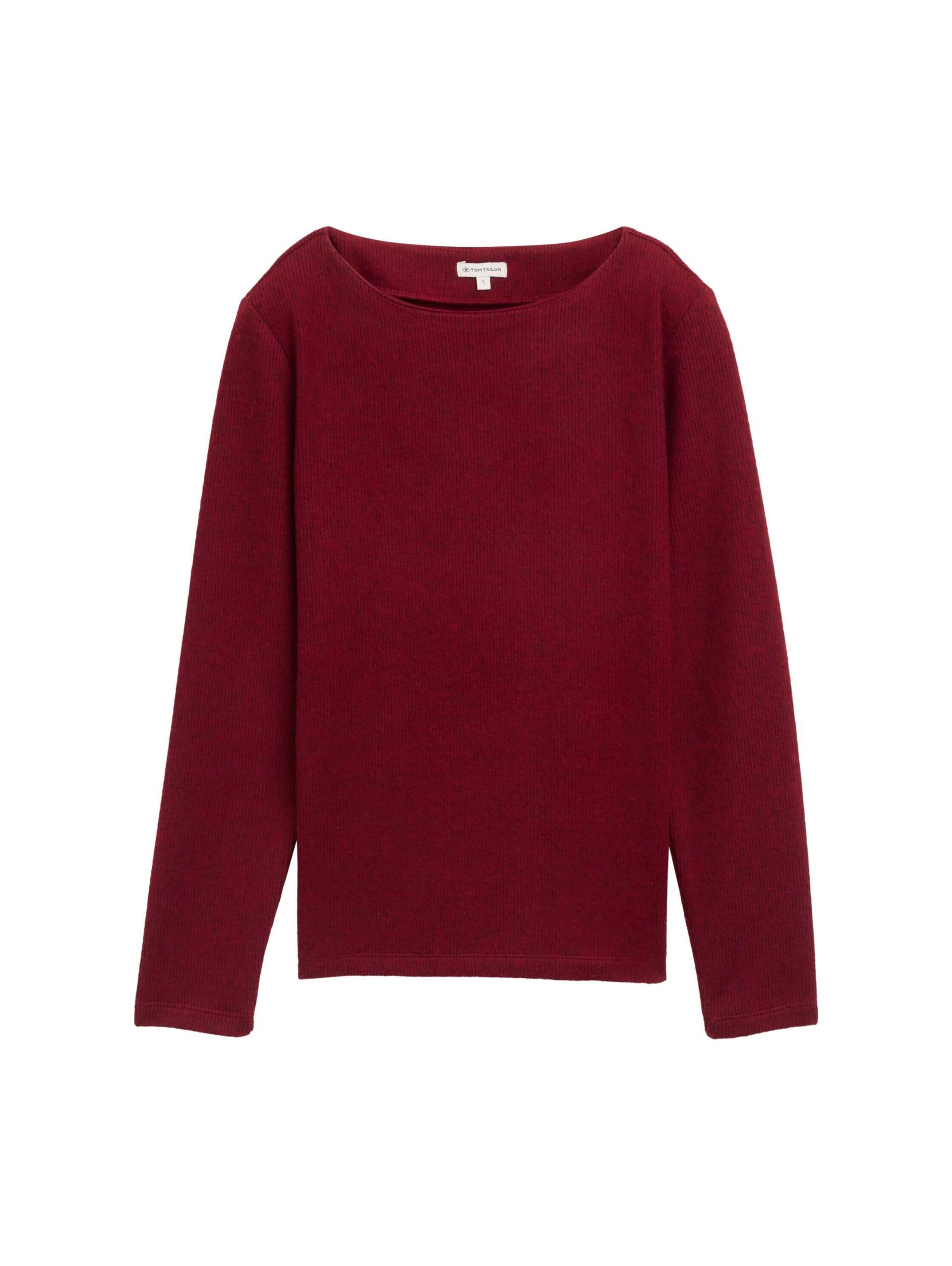 Tom Tailor - Geripptes Sweatshirt deep red melange - Gr. - XL von Tom Tailor