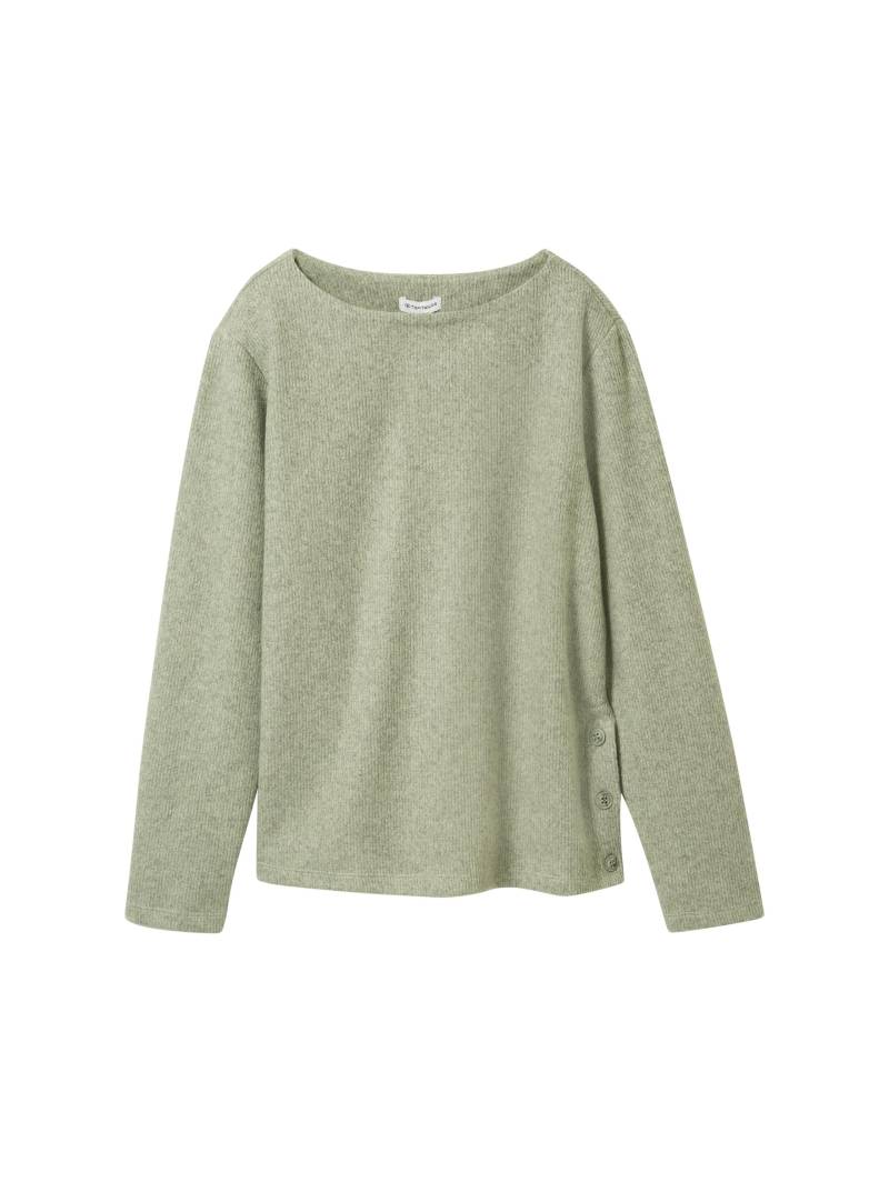Tom Tailor - Geripptes Sweatshirt pure sage melange - Gr. - XXL von Tom Tailor