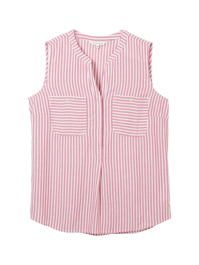 Tom Tailor - Gestreifte ärmellose Bluse orchid white stripe - Gr. - 36 von Tom Tailor
