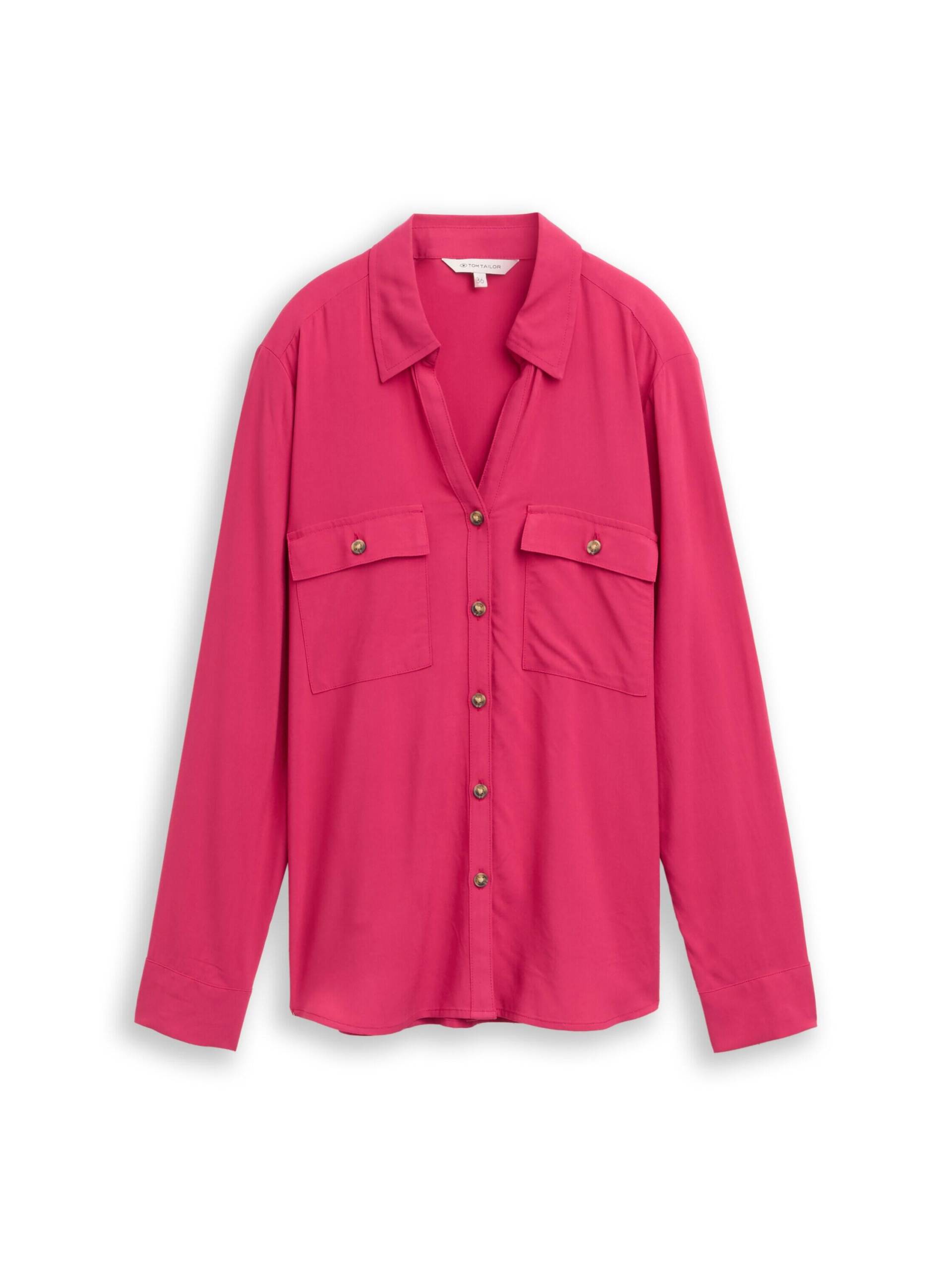 Tom Tailor - Hemdbluse mit Brusttaschen cherry granita - Gr. - 38 von Tom Tailor