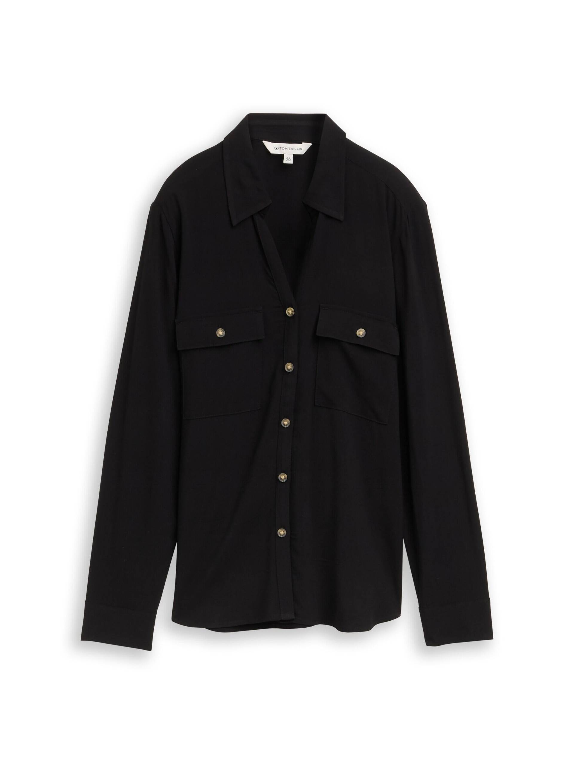 Tom Tailor - Hemdbluse mit Brusttaschen deep black - Gr. - 36 von Tom Tailor