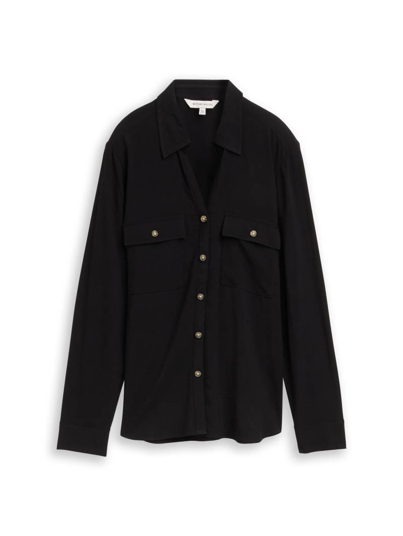Tom Tailor - Hemdbluse mit Brusttaschen deep black - Gr. - 38 von Tom Tailor