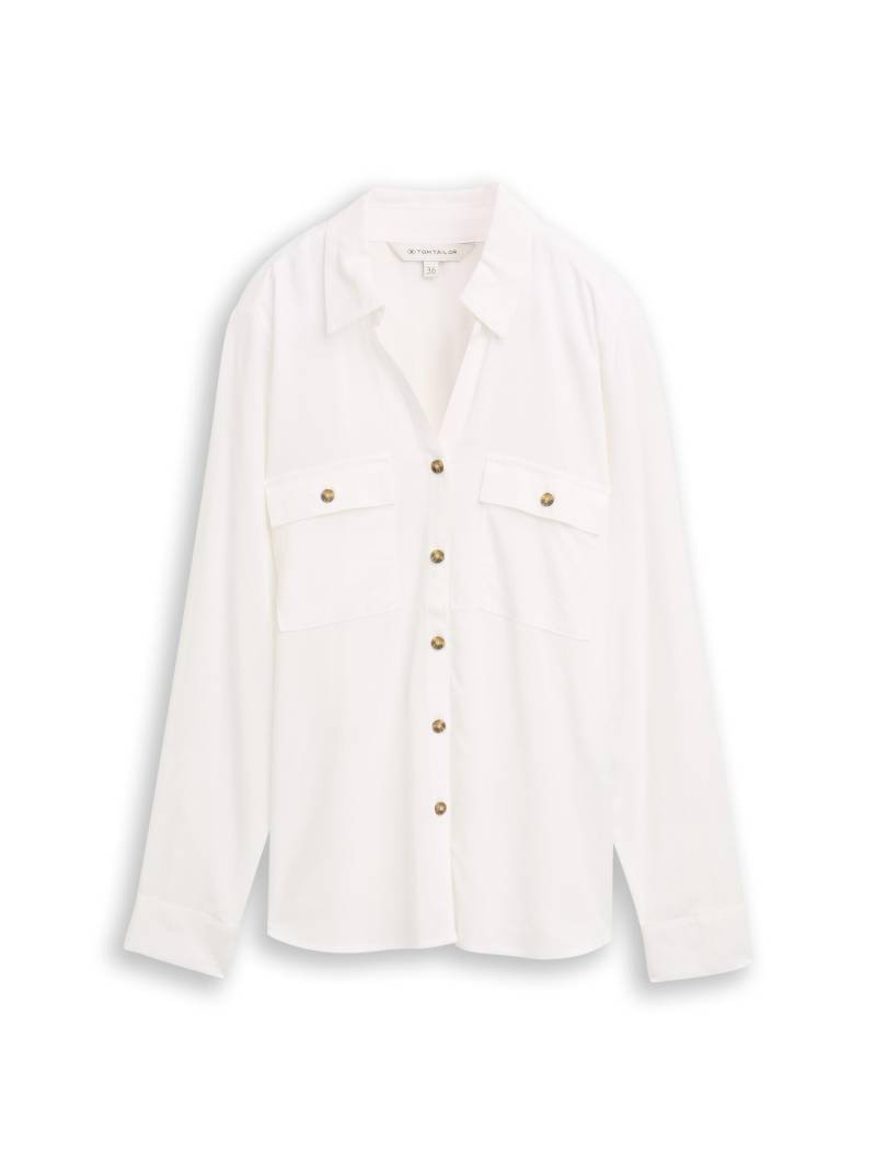 Tom Tailor - Hemdbluse mit Brusttaschen whisper white - Gr. - 38 von Tom Tailor