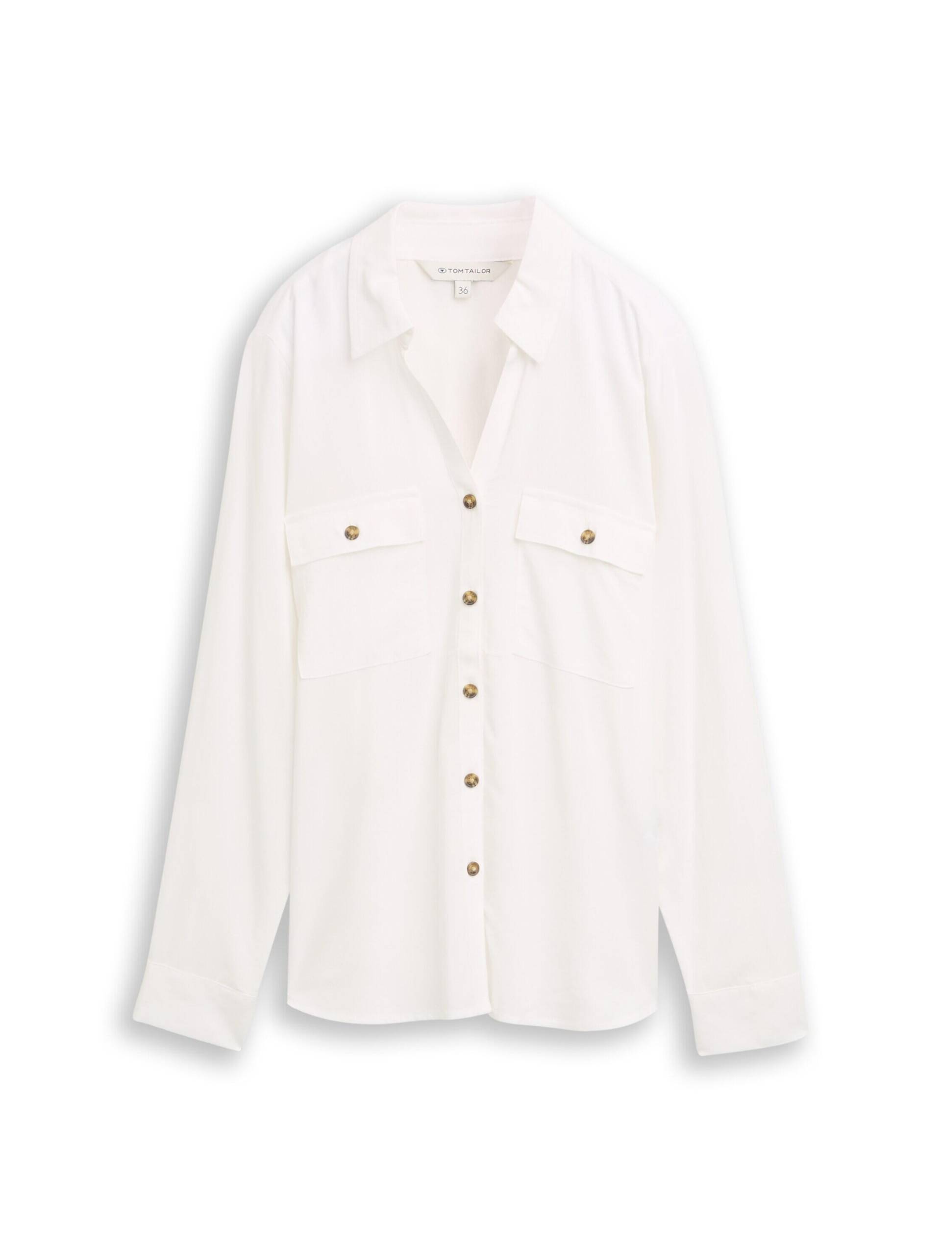 Tom Tailor - Hemdbluse mit Brusttaschen whisper white - Gr. - 46 von Tom Tailor
