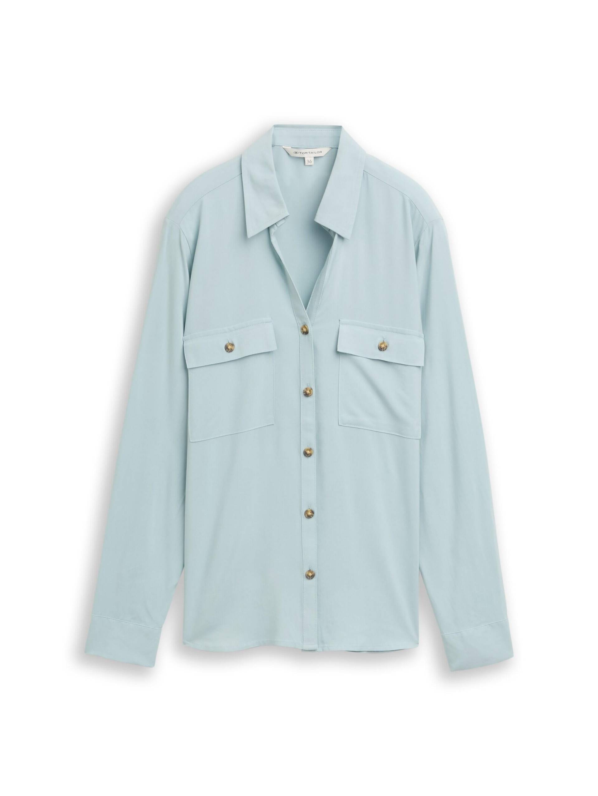Tom Tailor - Hemdbluse mit Brusttaschen white moss - Gr. - 40 von Tom Tailor