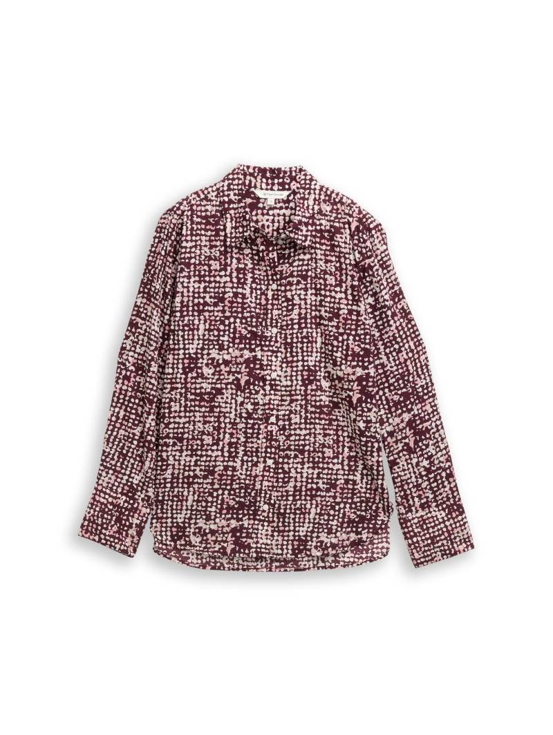 Tom Tailor - Hemdbluse mit Muster dark red abstract dot design - Gr. - 36 von Tom Tailor