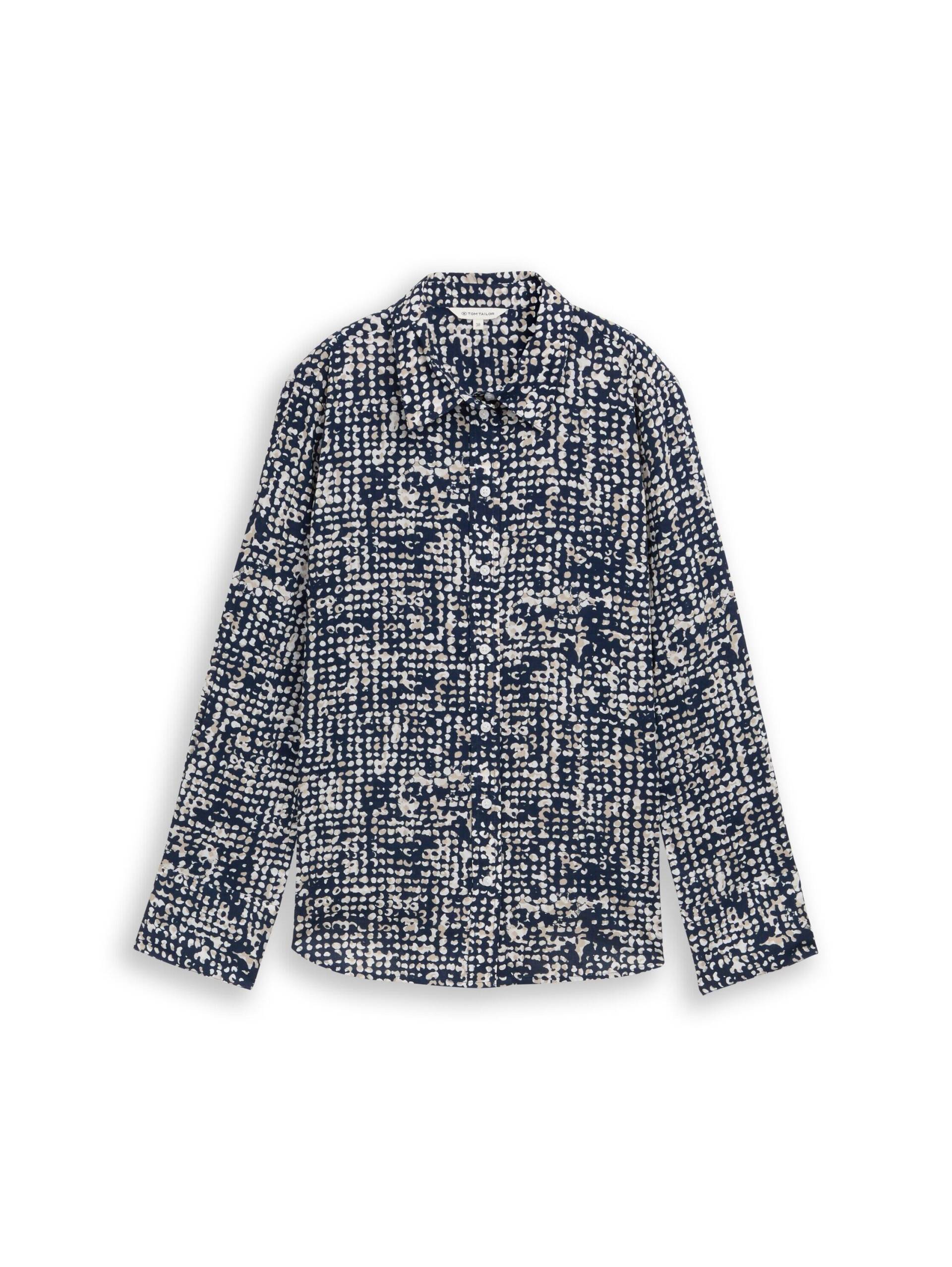 Tom Tailor - Hemdbluse mit Muster navy abstract dot design - Gr. - 42 von Tom Tailor