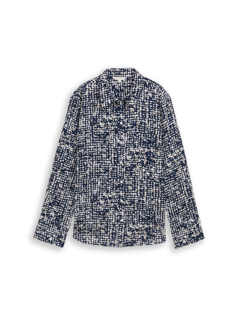 Tom Tailor - Hemdbluse mit Muster navy abstract dot design - Gr. - 44 von Tom Tailor