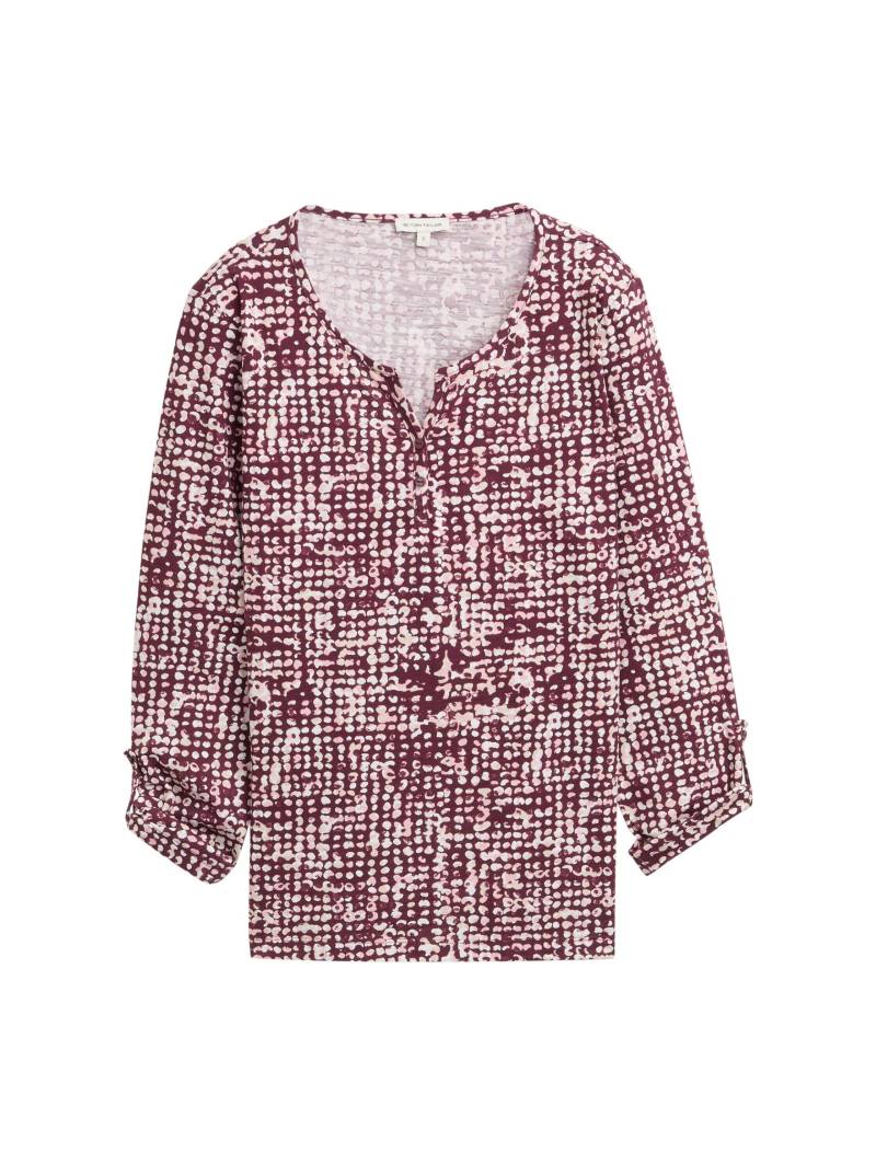 Tom Tailor - Henley Blusenshirt mit Muster dark red abstract dot design - Gr. - M von Tom Tailor