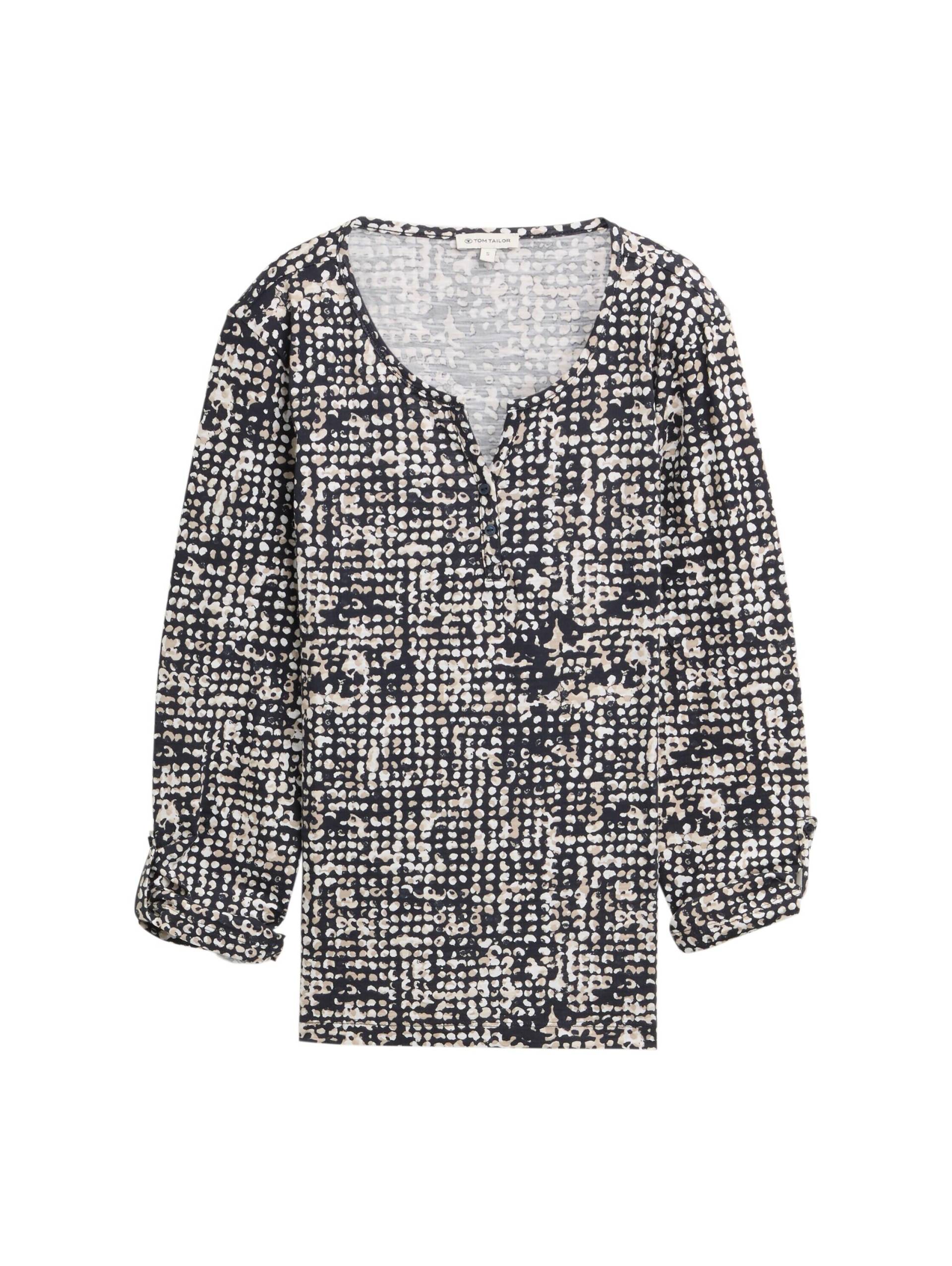 Tom Tailor - Henley Blusenshirt mit Muster navy abstract dot design - Gr. - L von Tom Tailor