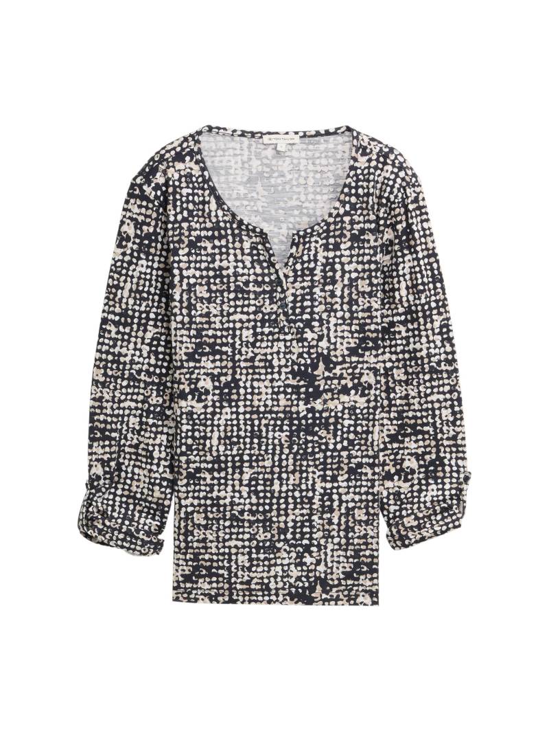 Tom Tailor - Henley Blusenshirt mit Muster navy abstract dot design - Gr. - XXL von Tom Tailor